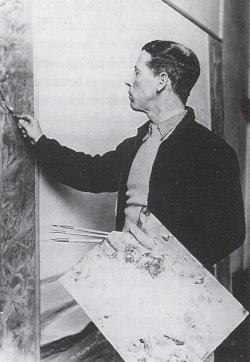 Knud Agger Modernist Portrait of a Woman in Colorful Interior Oil Painting in Gold Frame