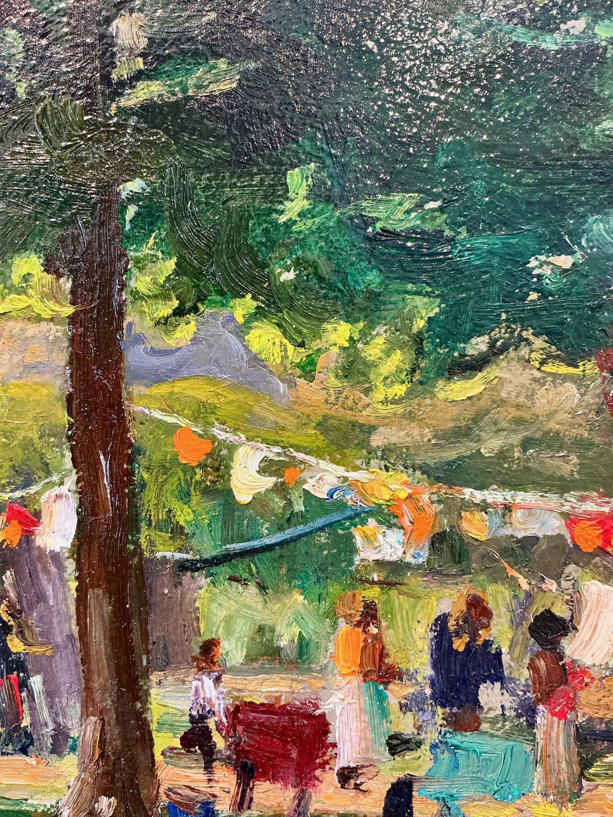 Youqing Wang Party in the Park Landscape Oil Painting in Gold Frame