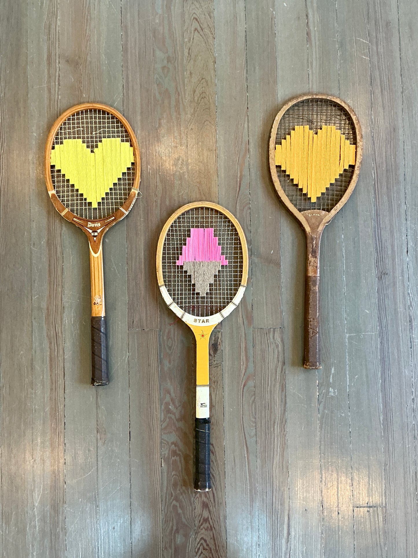 Vintage Embroidered Strawberry Ice Cream Tennis Racket