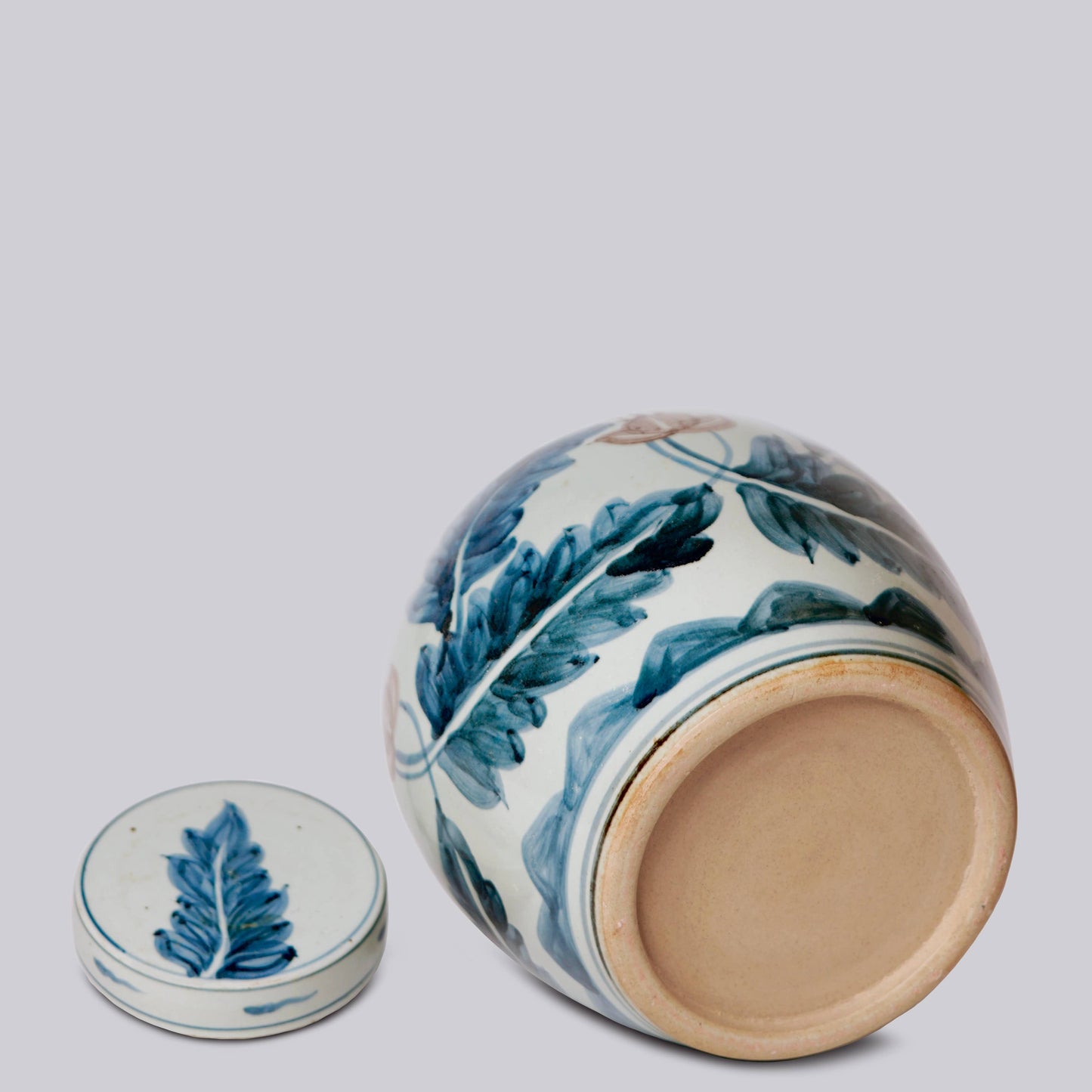Floral Red, Blue, and White Porcelain Jar