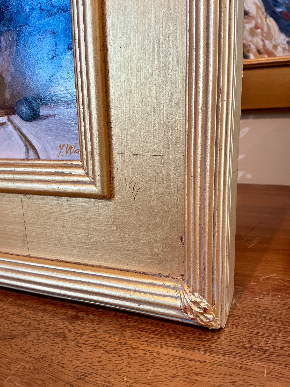 Youqing Wang Blueberries in Bowl with Oranges in Gold Frame