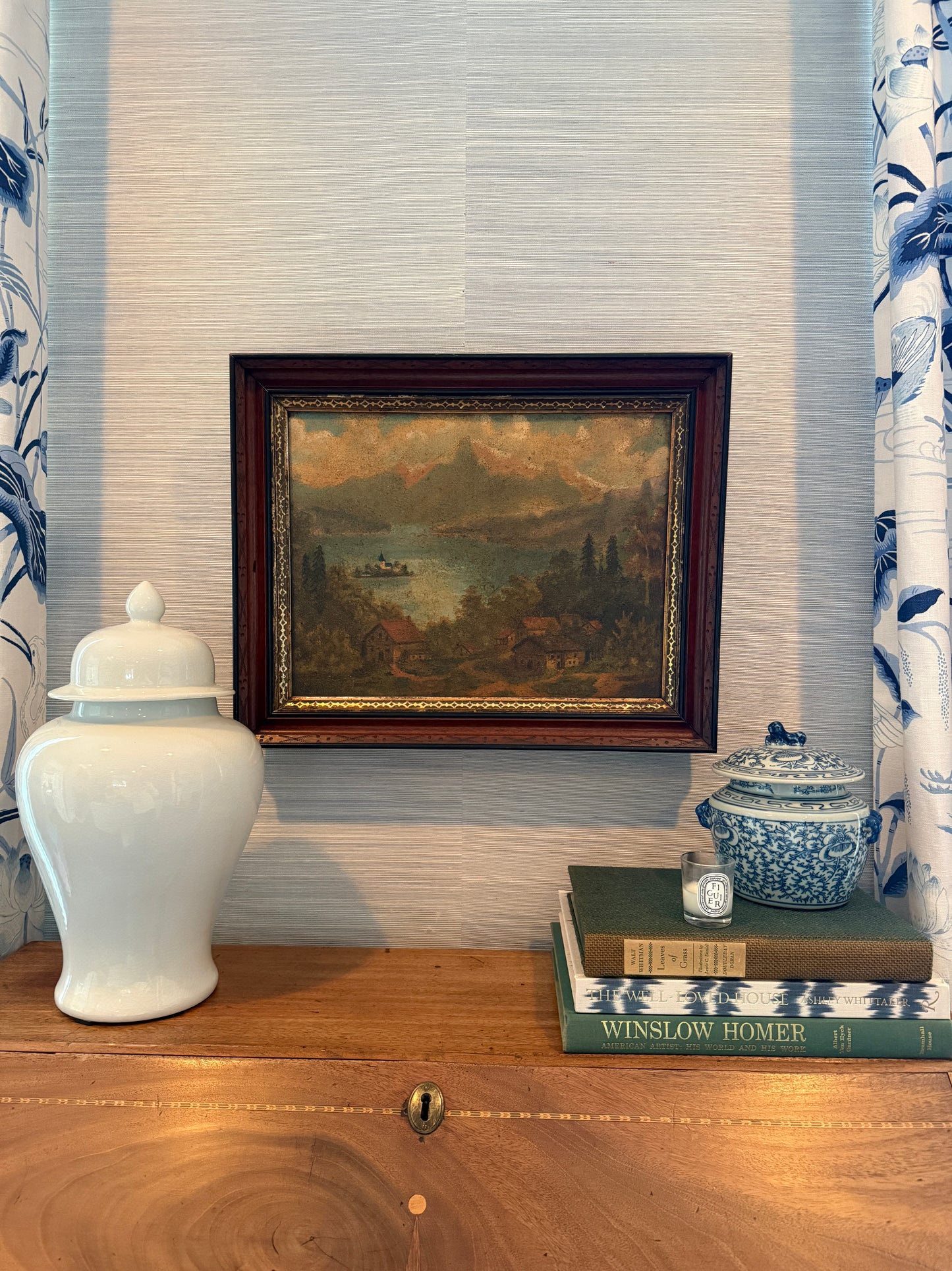 19th Century European Landscape Oil Painting in Eastlake Gold Wood Frame