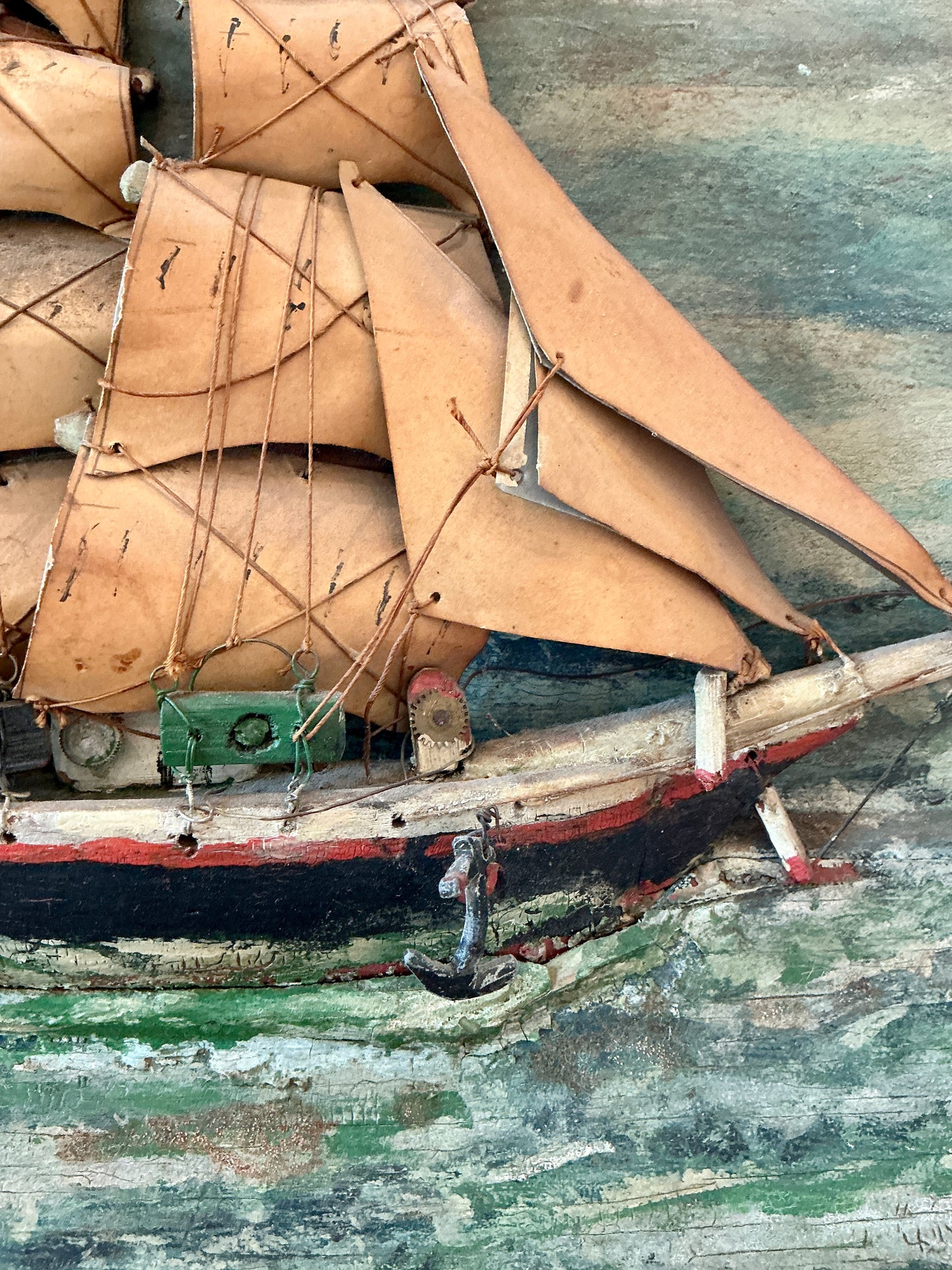 19th Century American Sail Ship Painted Diorama