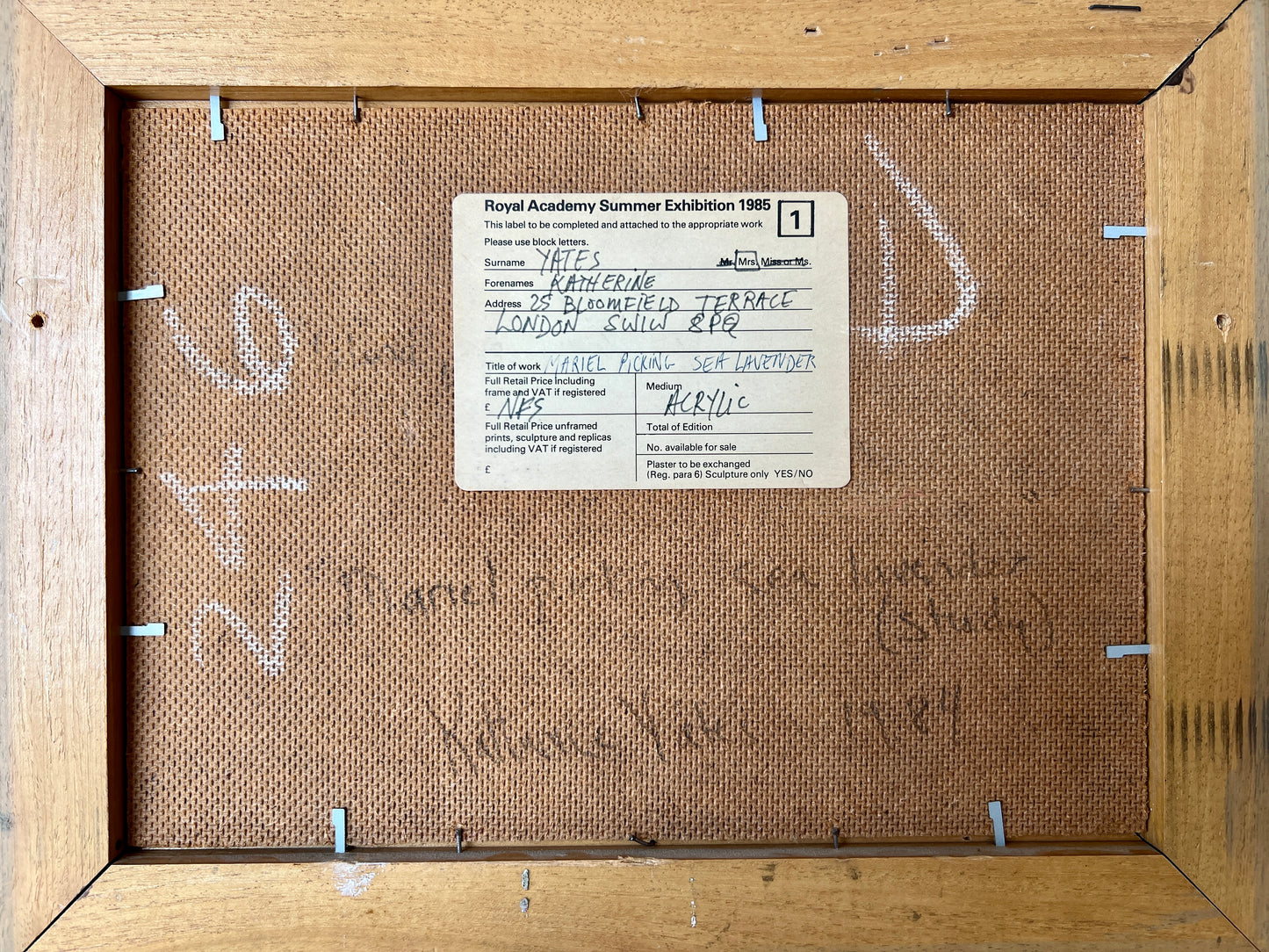 Katherine Yates "Mariel Picking Sea Lavender" Impressionist Painting in Gold Frame