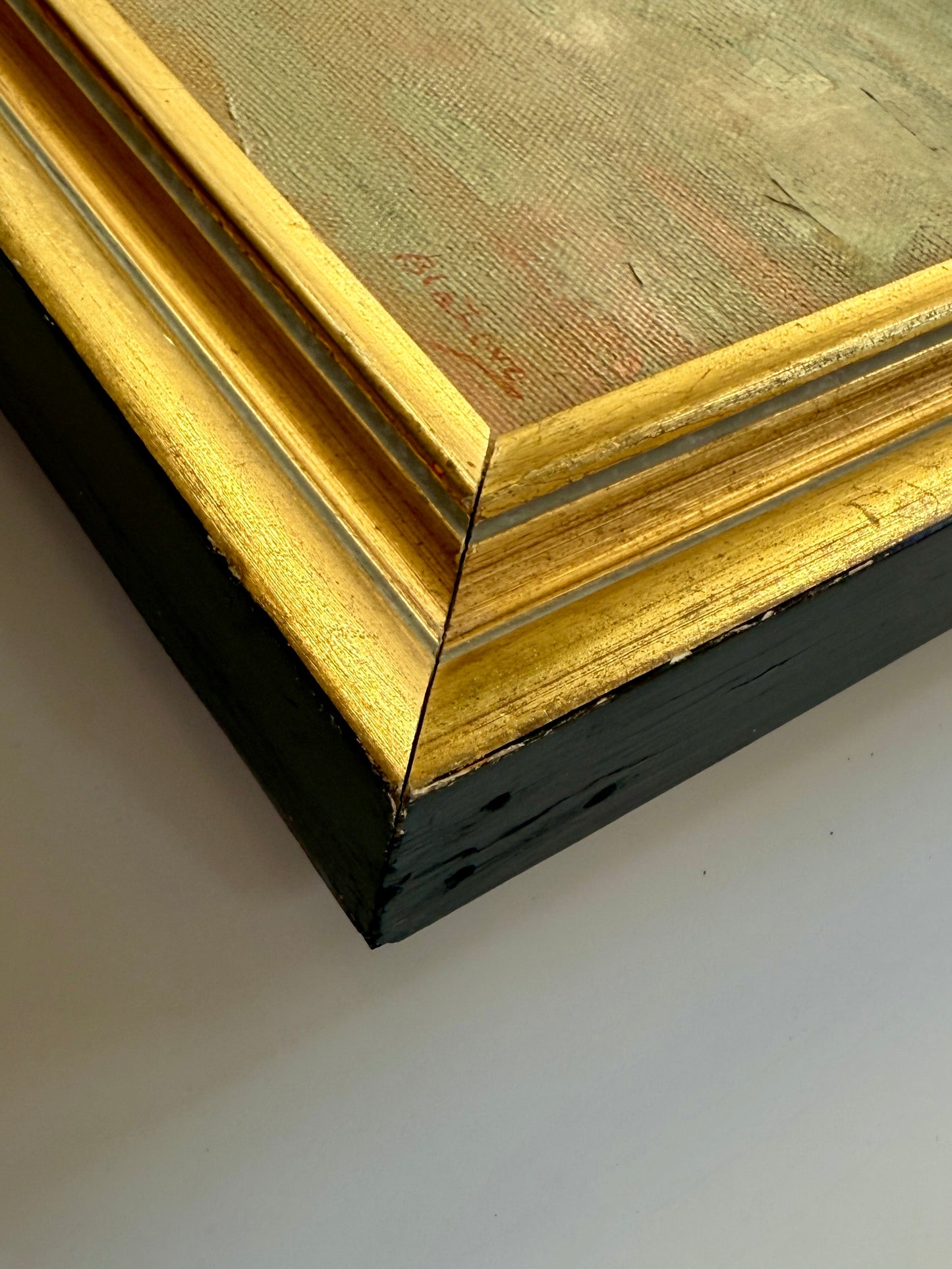 Marcos Blahove Redhead Girl and the Sea Oil Painting in Gold Frame