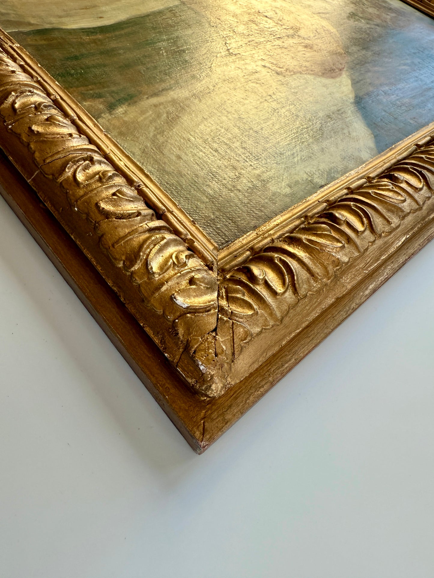 Manner of John Emms Portrait of Trio of Hunting Dogs Oil Painting in Ornate Gold Frame