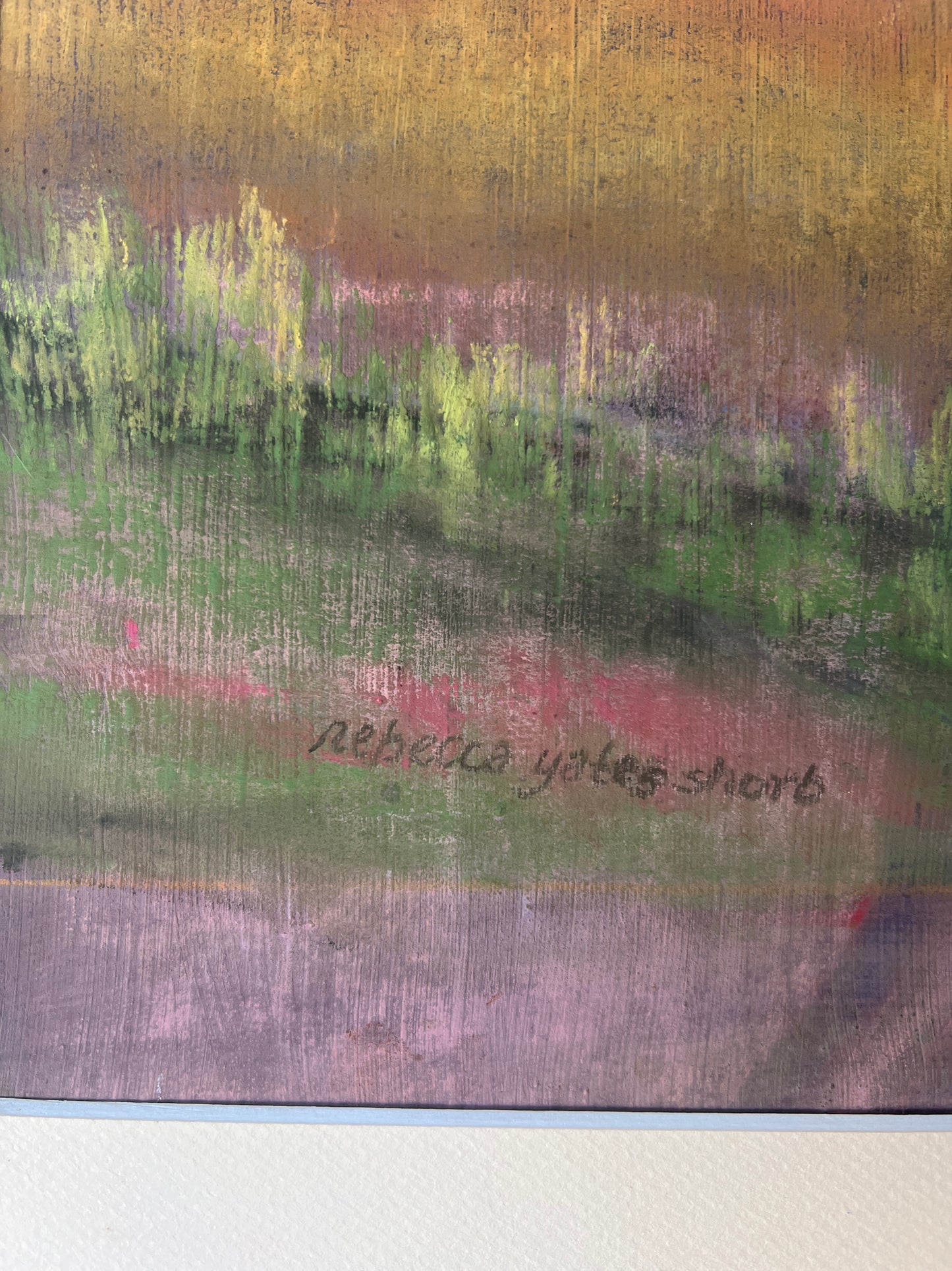 Rebecca Yates Shorb Pastel Landscape "But Not Forgotten (Round Top Farm)" in Gold Frame