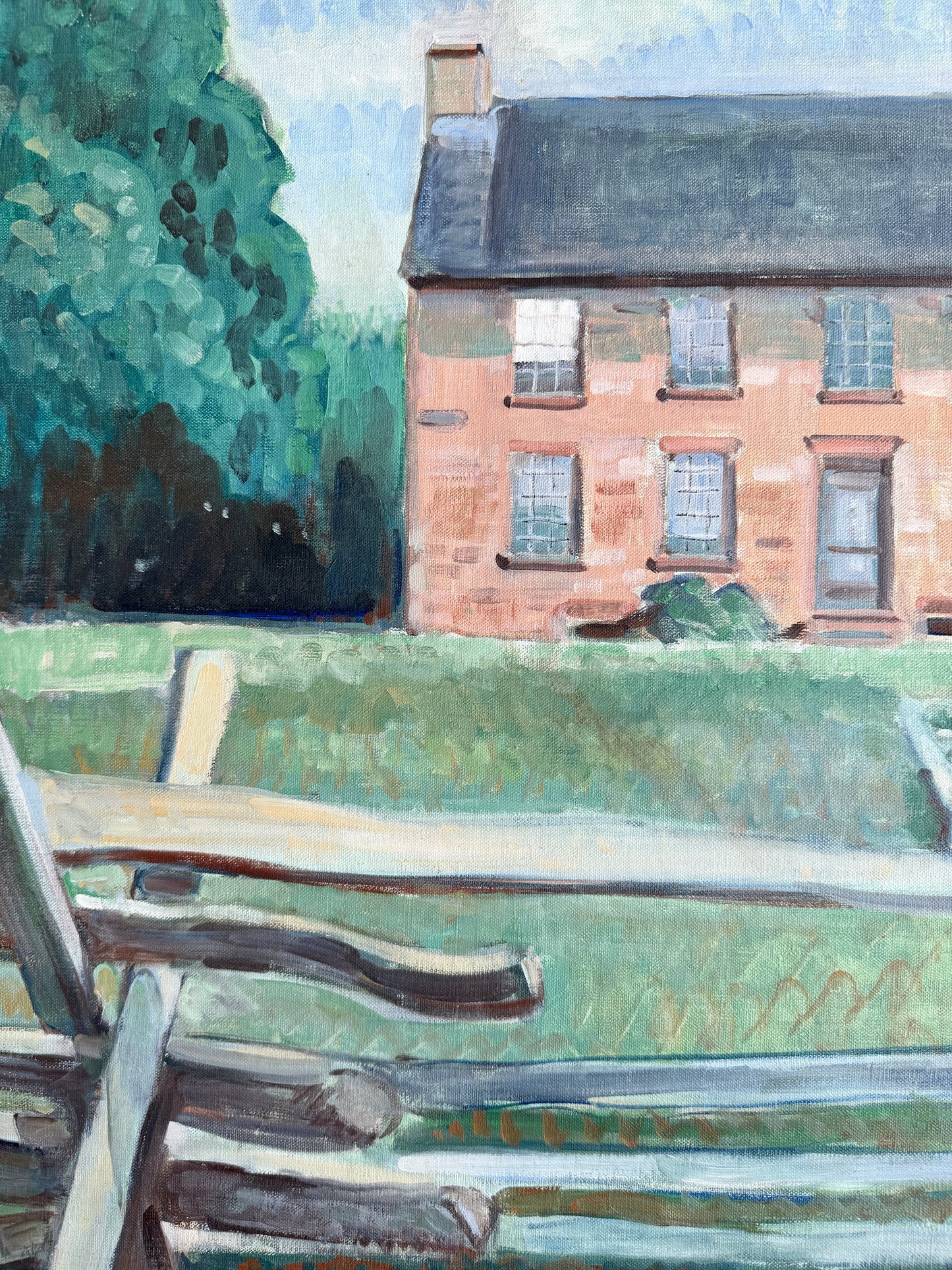 Ruth Wilcox Stone House at Bull Run Manassas, Virginia Oil Painting in Gold Frame