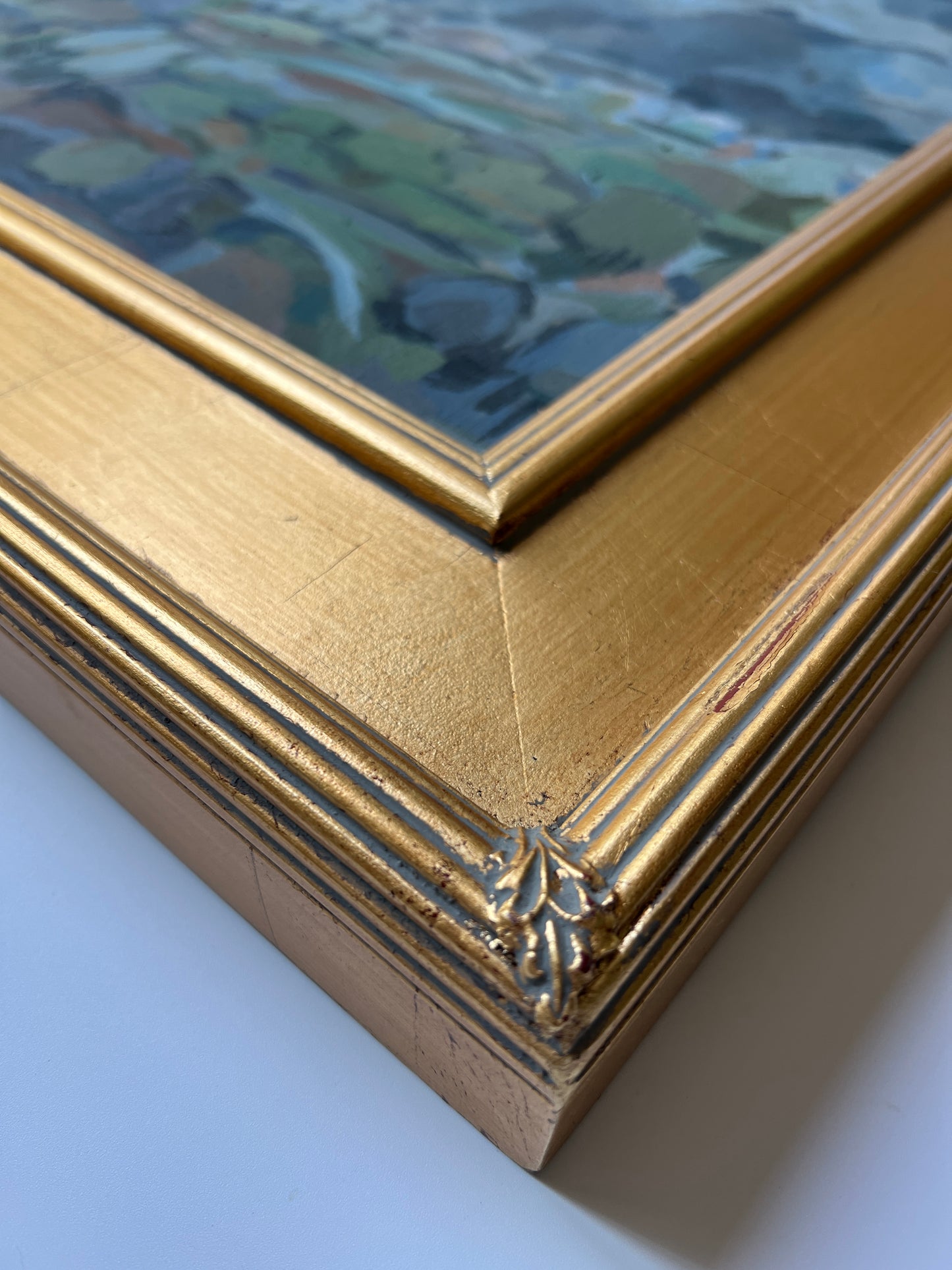 Marlene E. Miller Moody Expressionist Landscape Oil Painting in Gold Frame