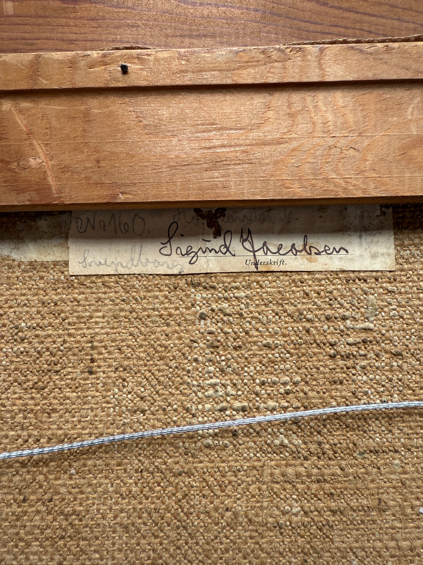 1940 Sunlit Hay Stacks in Farm Landscape Oil Painting in Gold Frame