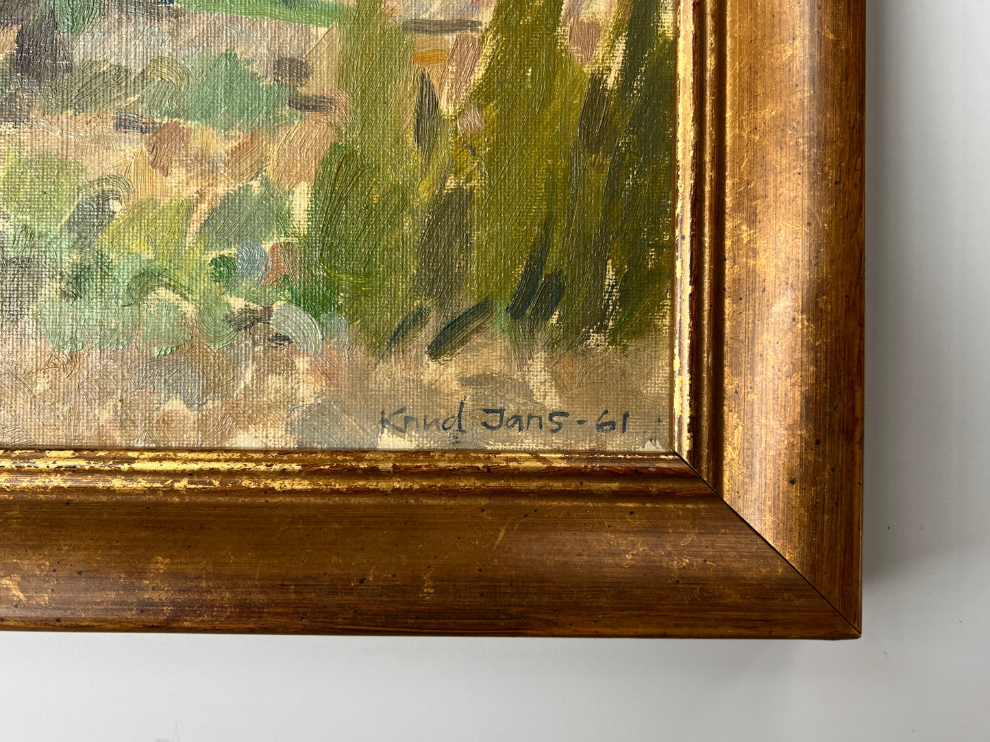 Mid Century Hillside Landscape Oil Painting