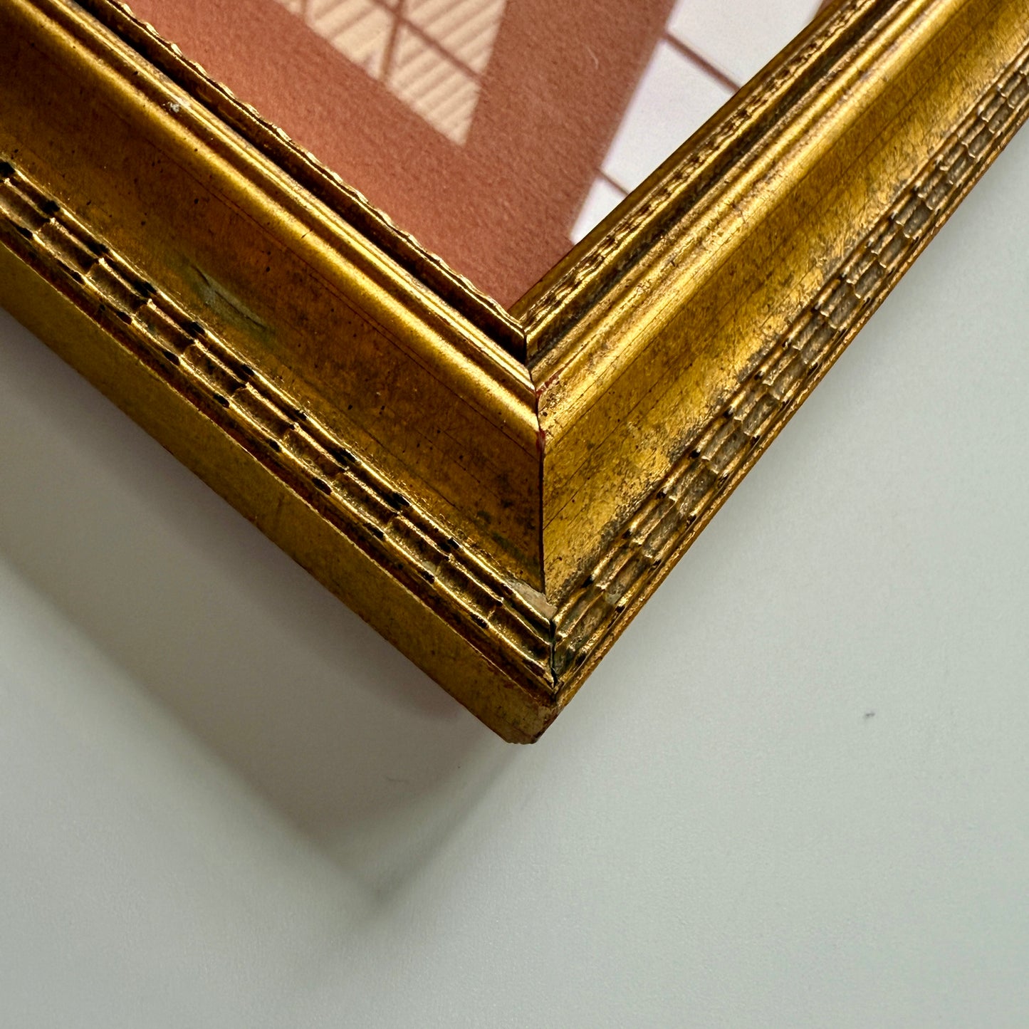 After Charles Cobelle 1962 Colorful European Pink Cityscape Gouache Painting in Gold Frame