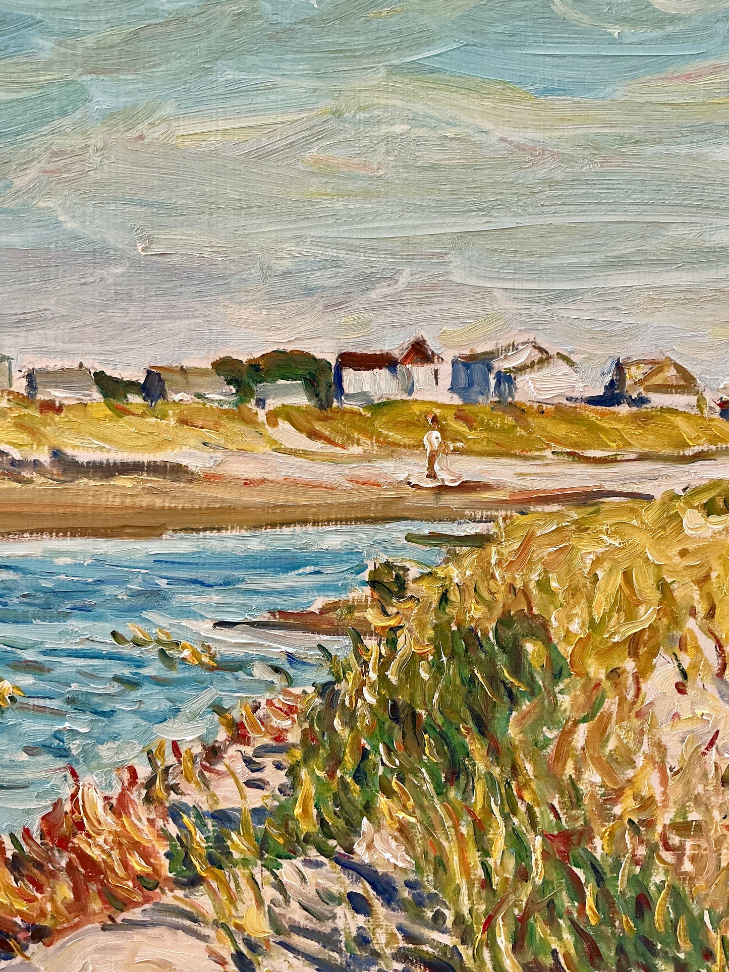 Edmund Jordan Cape Cod 1998 Oil Painting Coastal Landscape in Gold Frame