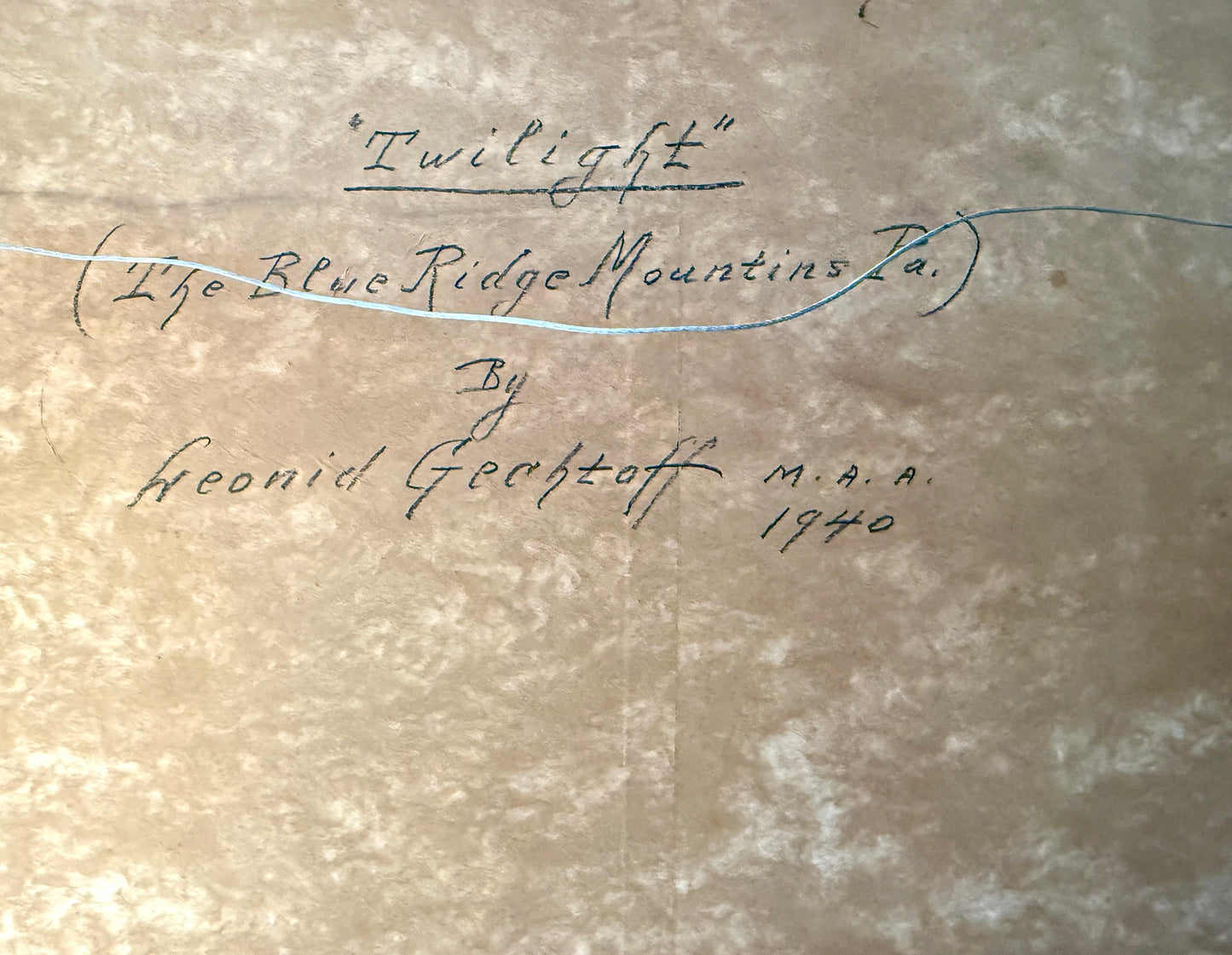 Leonid Gechtoff 1940 Twilight Blue Ridge Mountains, PA Landscape Oil Painting in Gold Frame