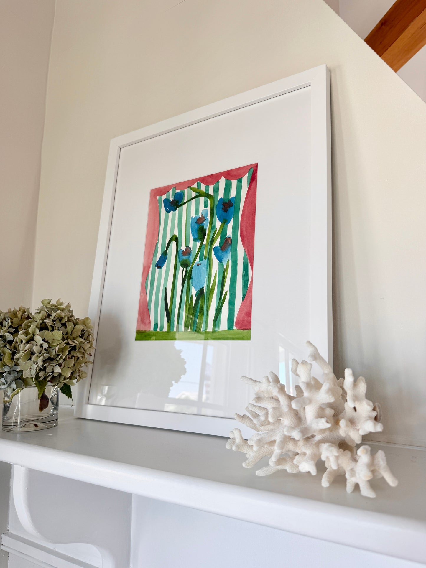 Brigette Hoffman Flower Show #3 Painting in White Frame