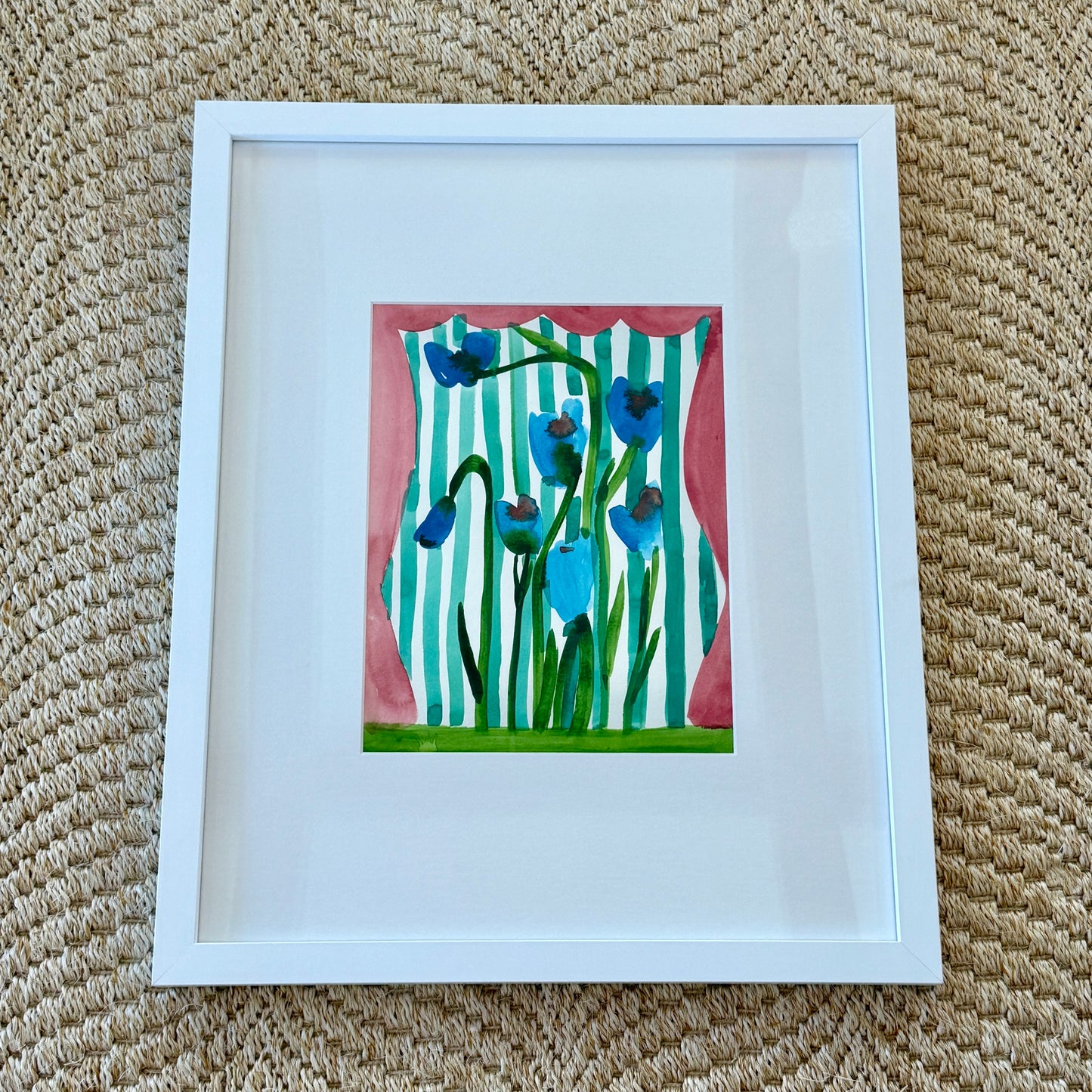 Brigette Hoffman Flower Show #3 Painting in White Frame