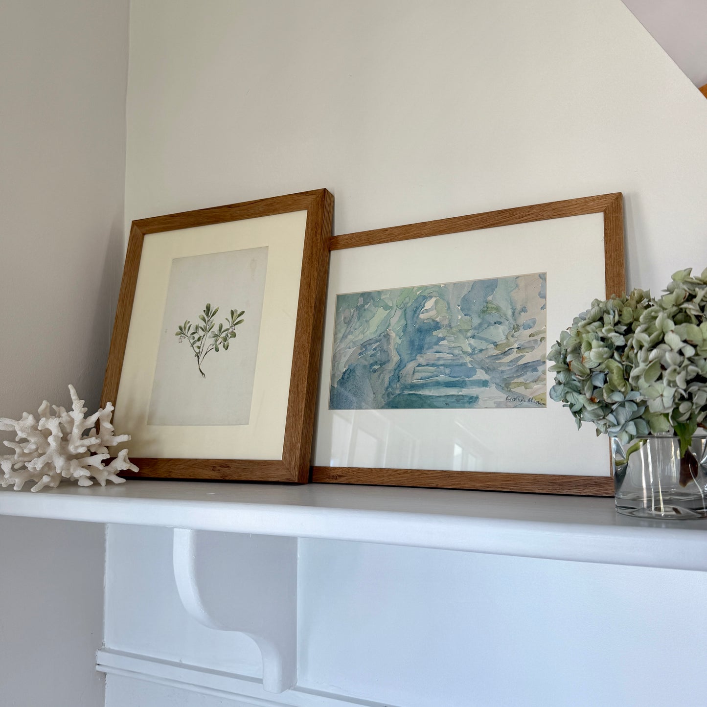 Late 19th Century Botanical Floral Watercolor Painting in Wood Frame