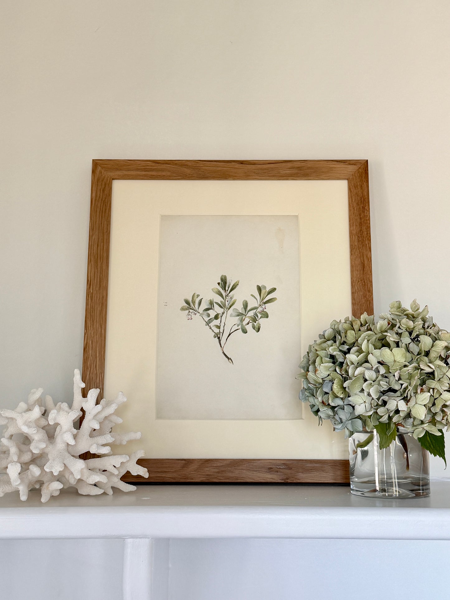 Late 19th Century Botanical Floral Watercolor Painting in Wood Frame