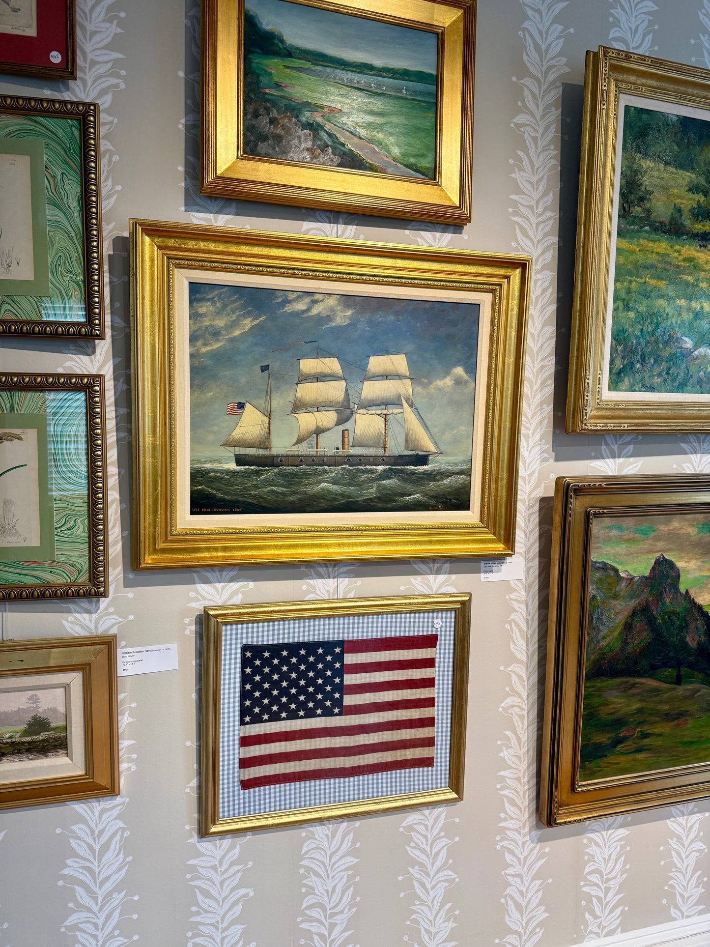 Blaikie Hines American Ship Portrait USS New Ironsides 1864 Oil Painting in Gold Frame