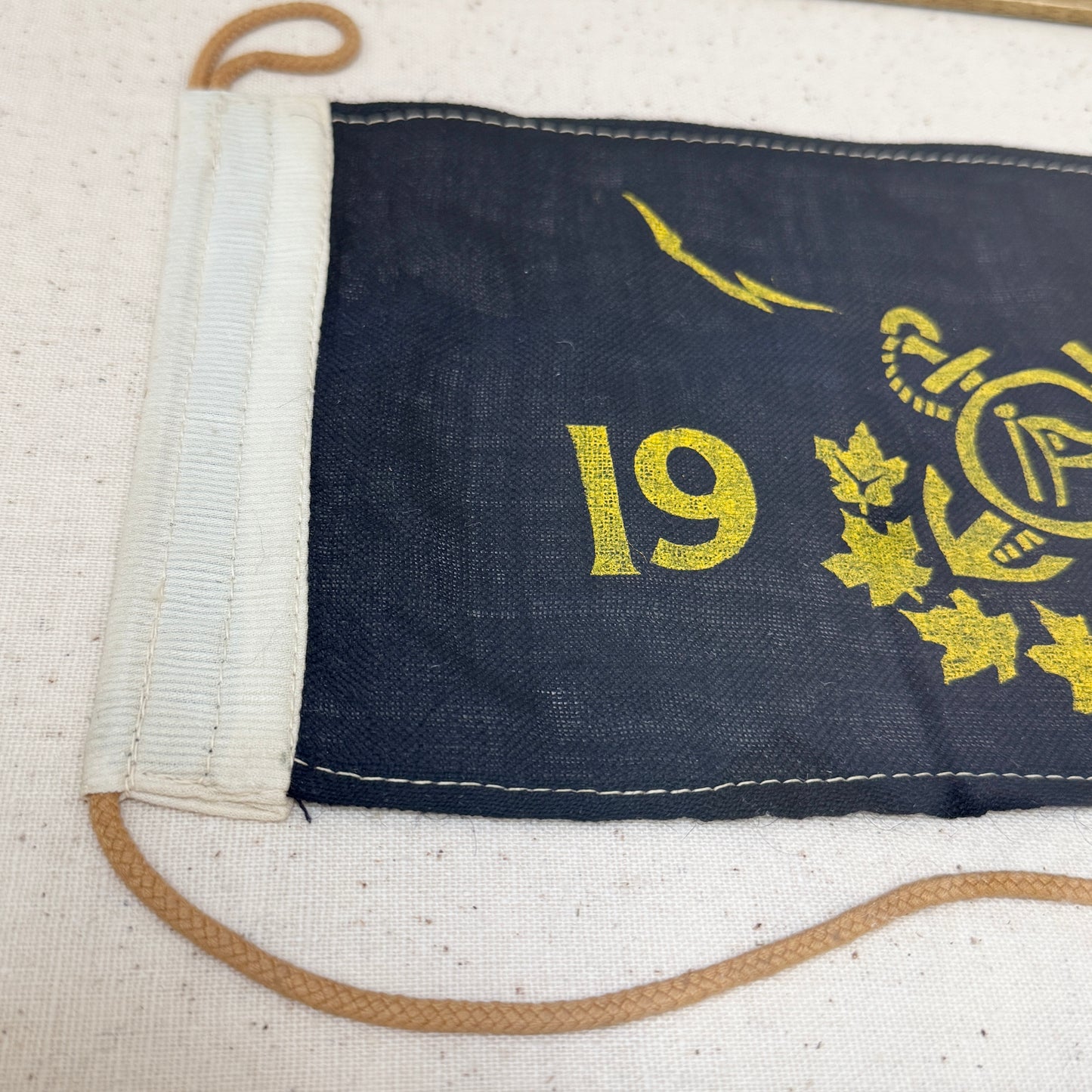 1956 Marine Wool Crossed Anchors Flag on Duck Cloth in Gold Frame