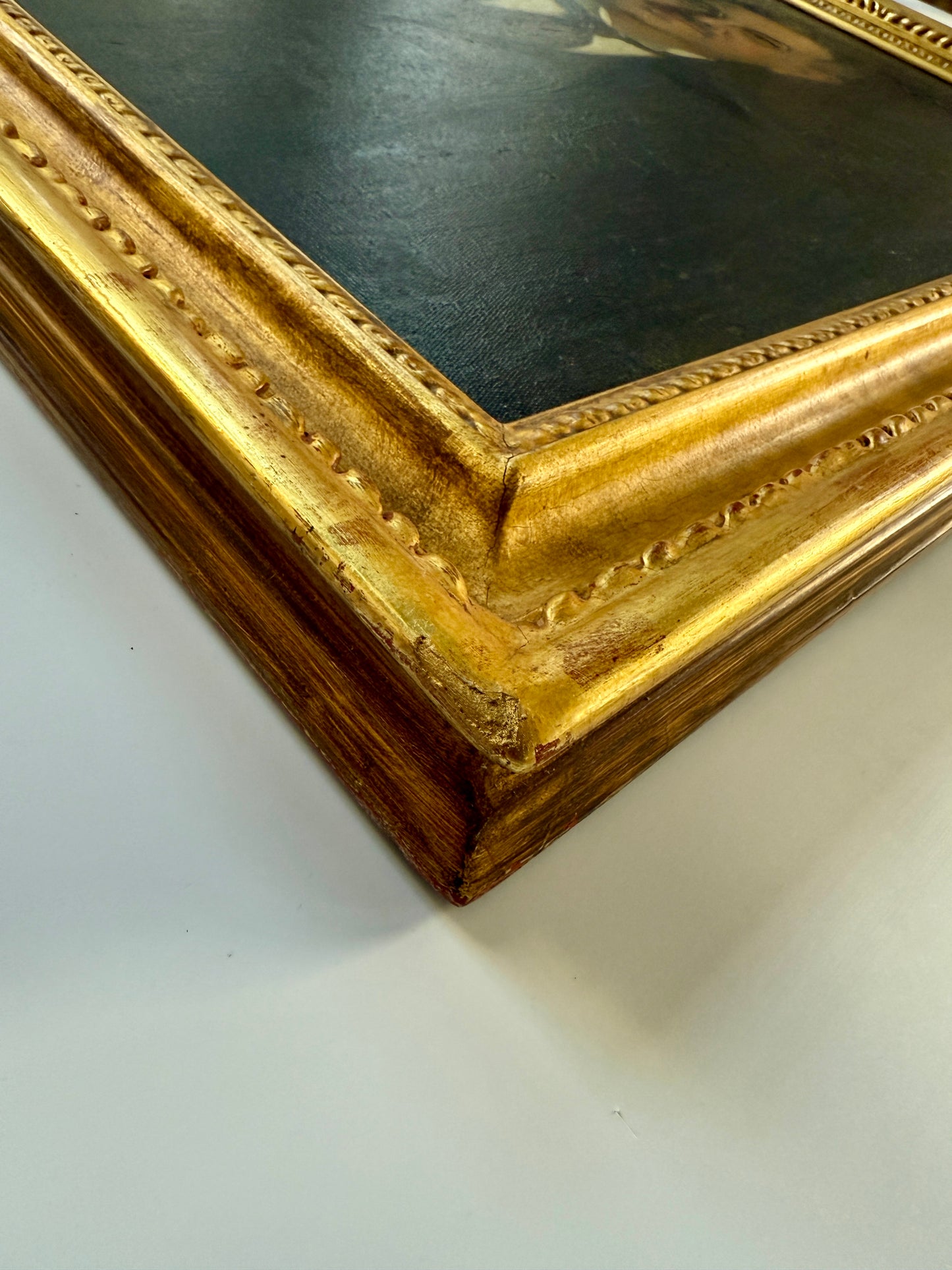 19th / Early 20th c. American Portrait of a Gentleman in Glasses Oil Painting in Gold Roped Frame