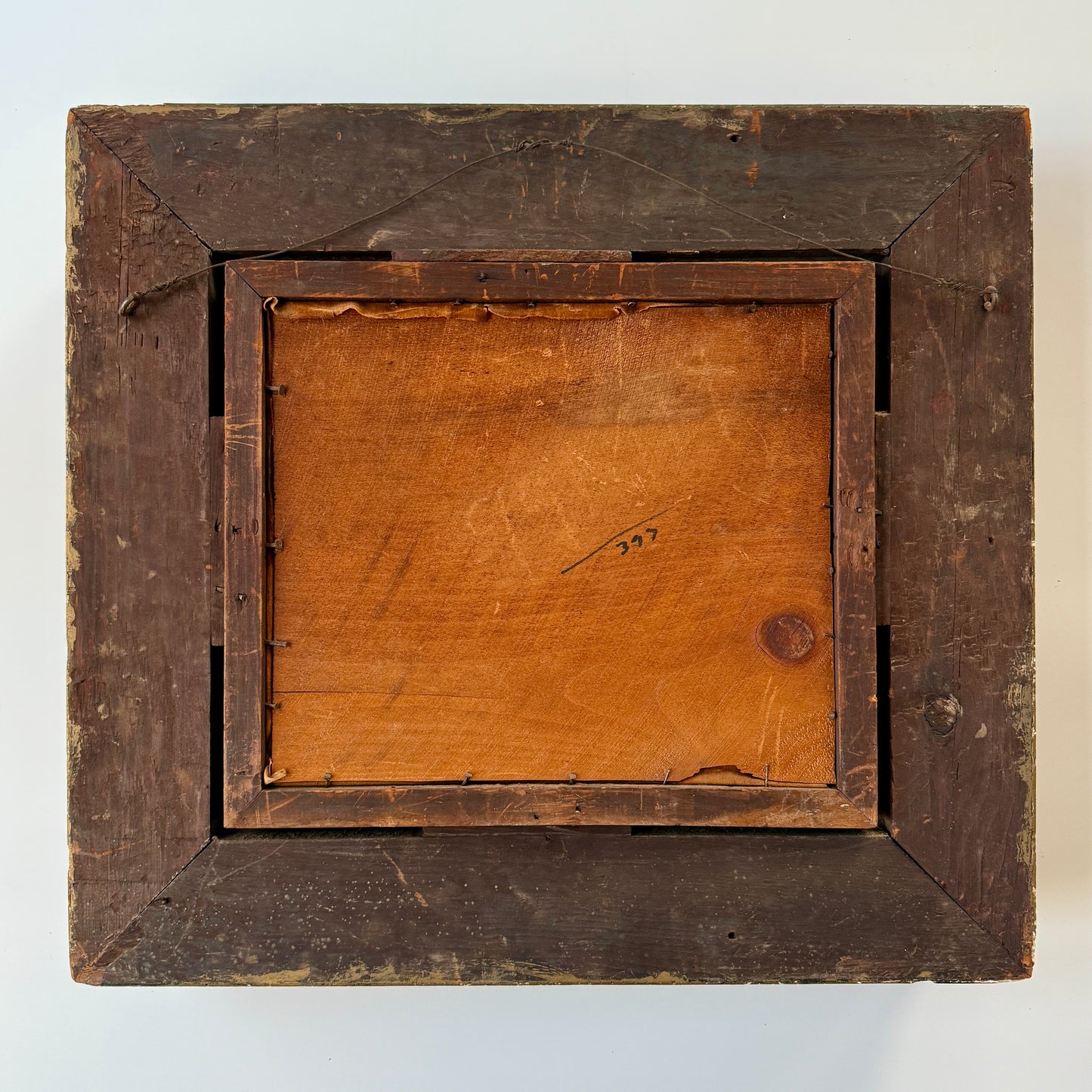 19th c. American Oil on Velvet Theorem Fruit Still Life in Massive Floral Frame