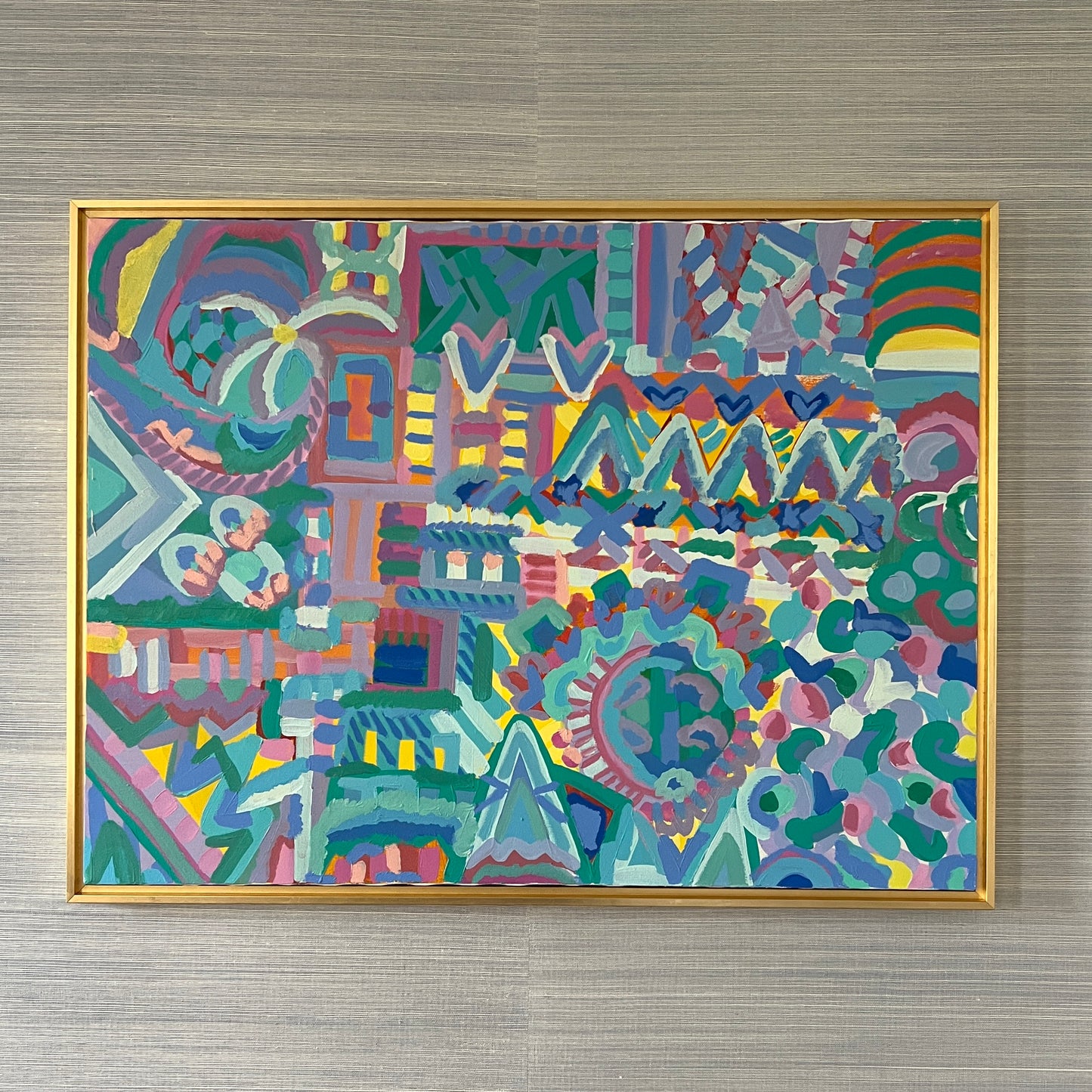 Extra Large Colorful Abstract Vintage Painting