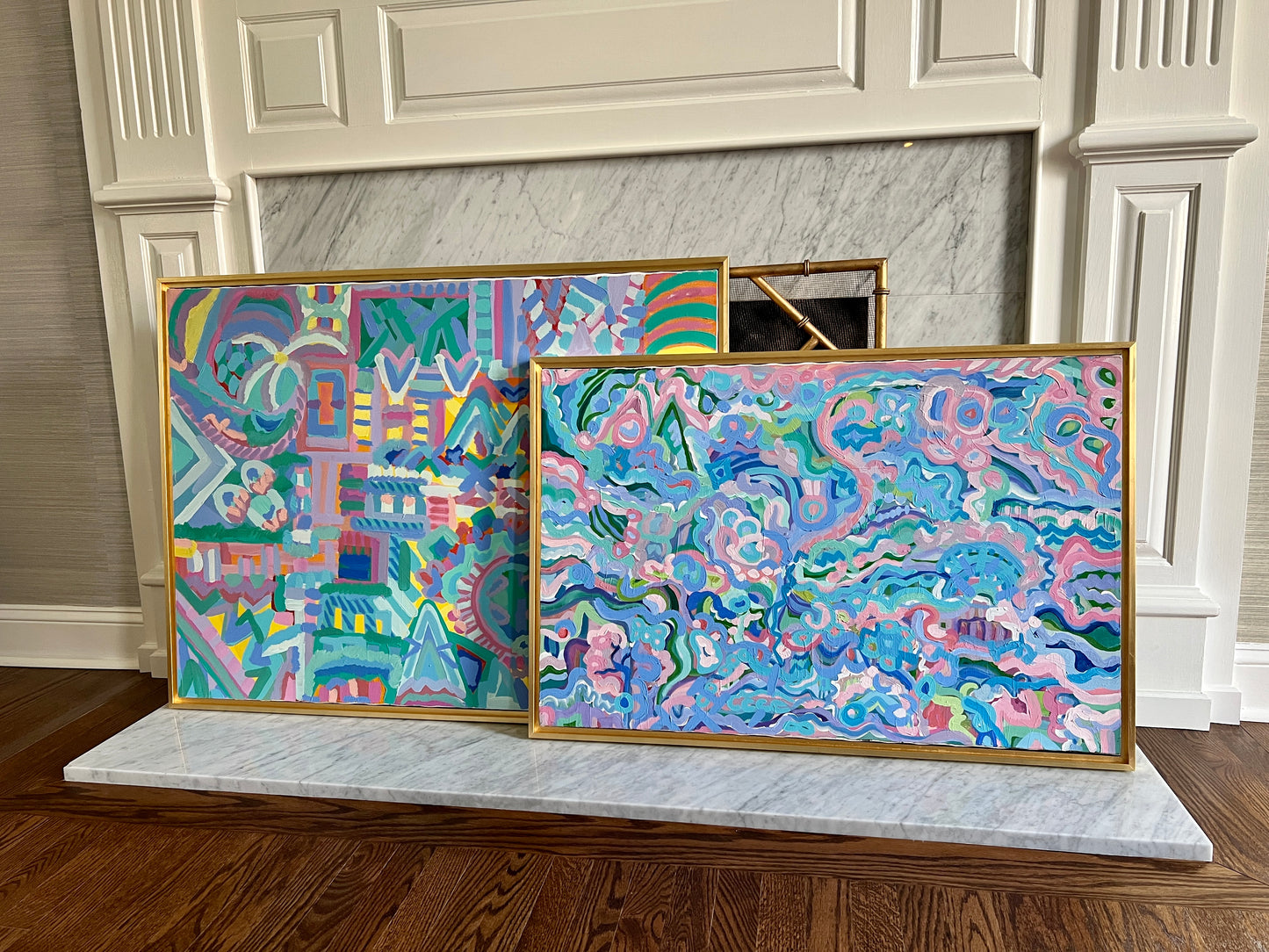 Extra Large Colorful Abstract Vintage Painting