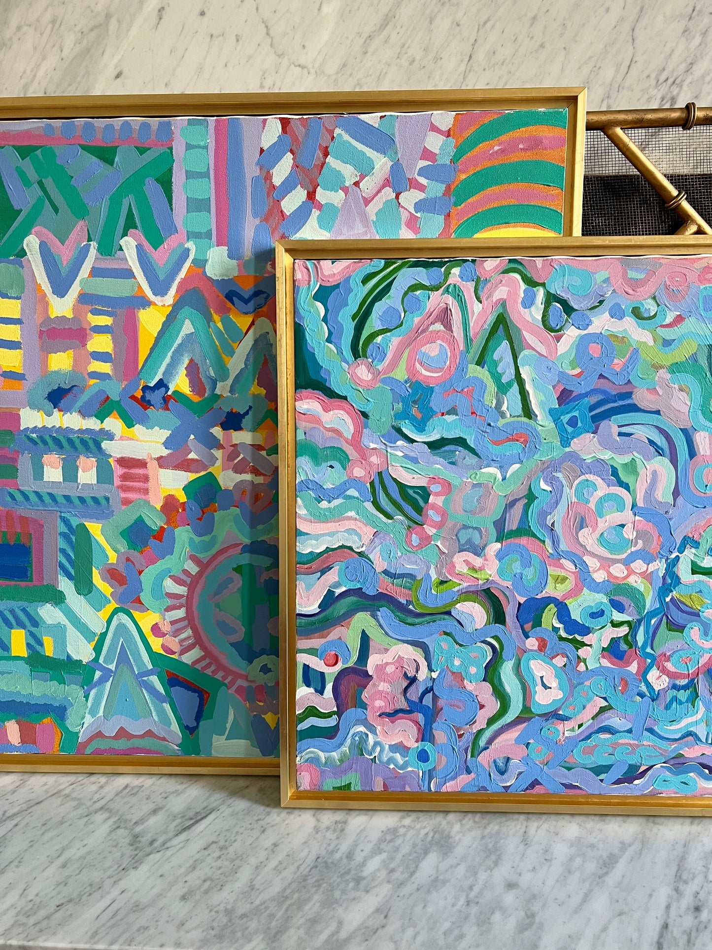Extra Large Colorful Abstract Vintage Painting