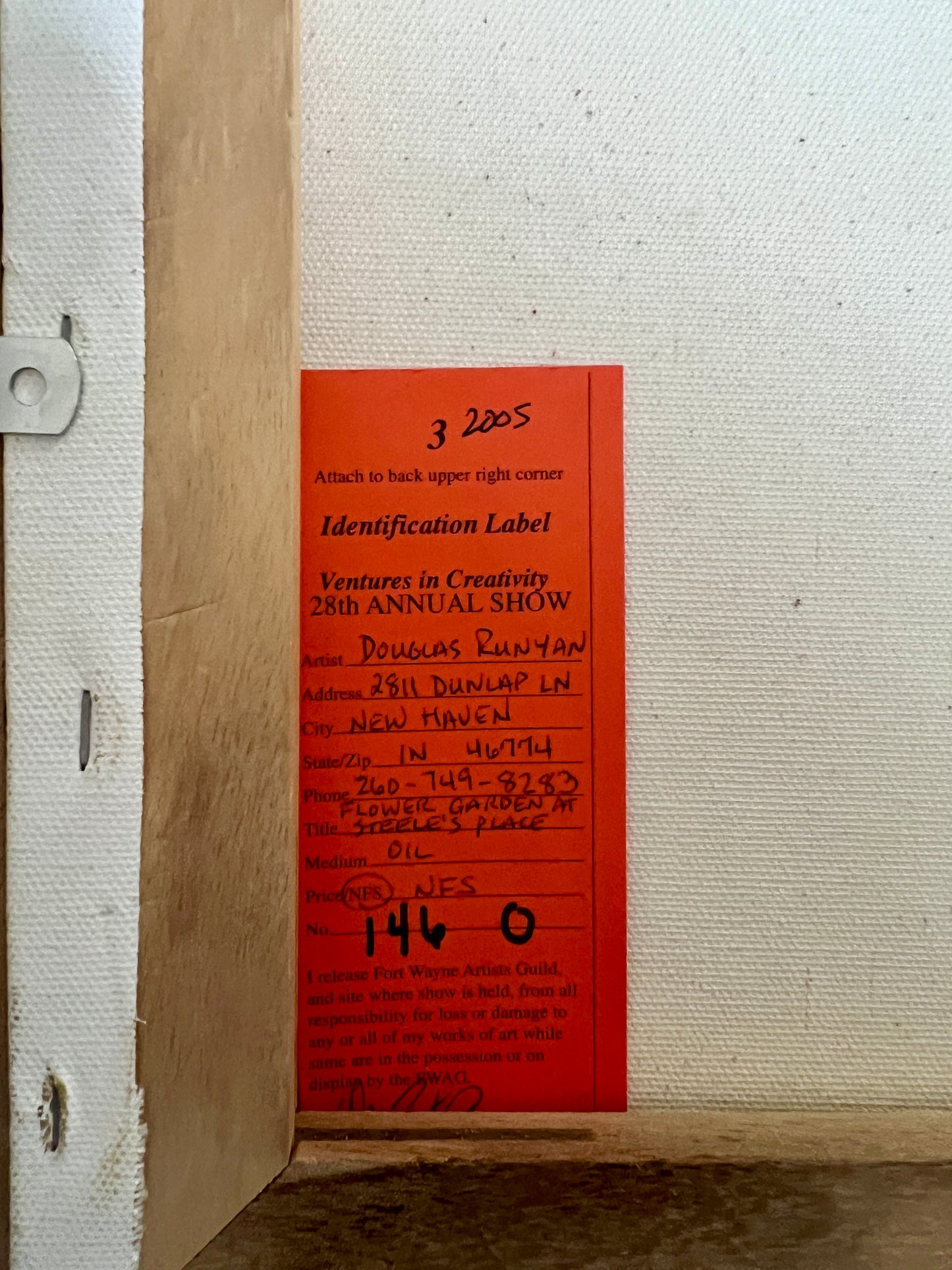 Douglas Runyan American Red House and Garden Oil Painting in Gold Frame