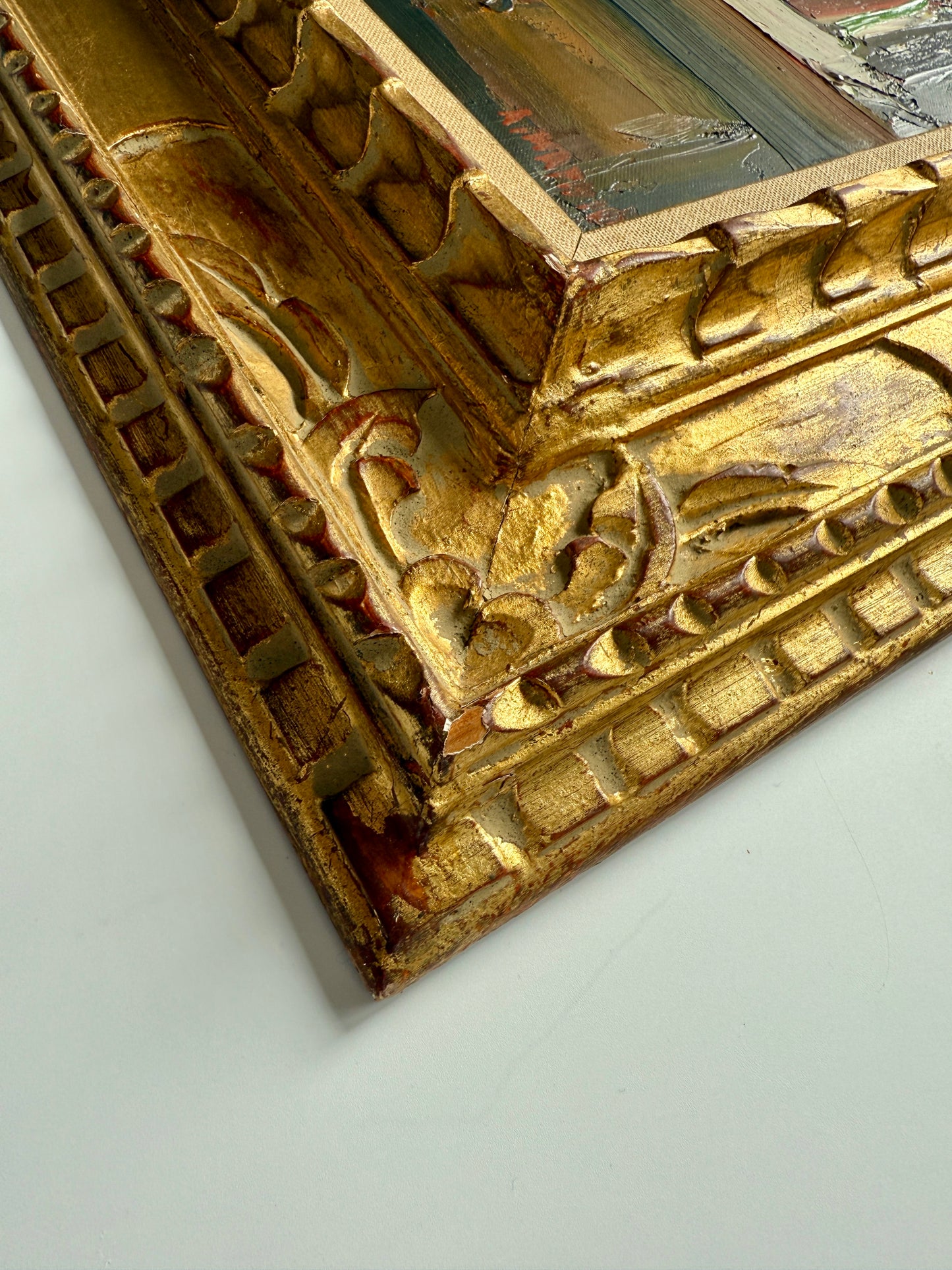 Alain Mathiot Vintage French Expressionist Still Life Oil Painting in Ornate Gold Frame