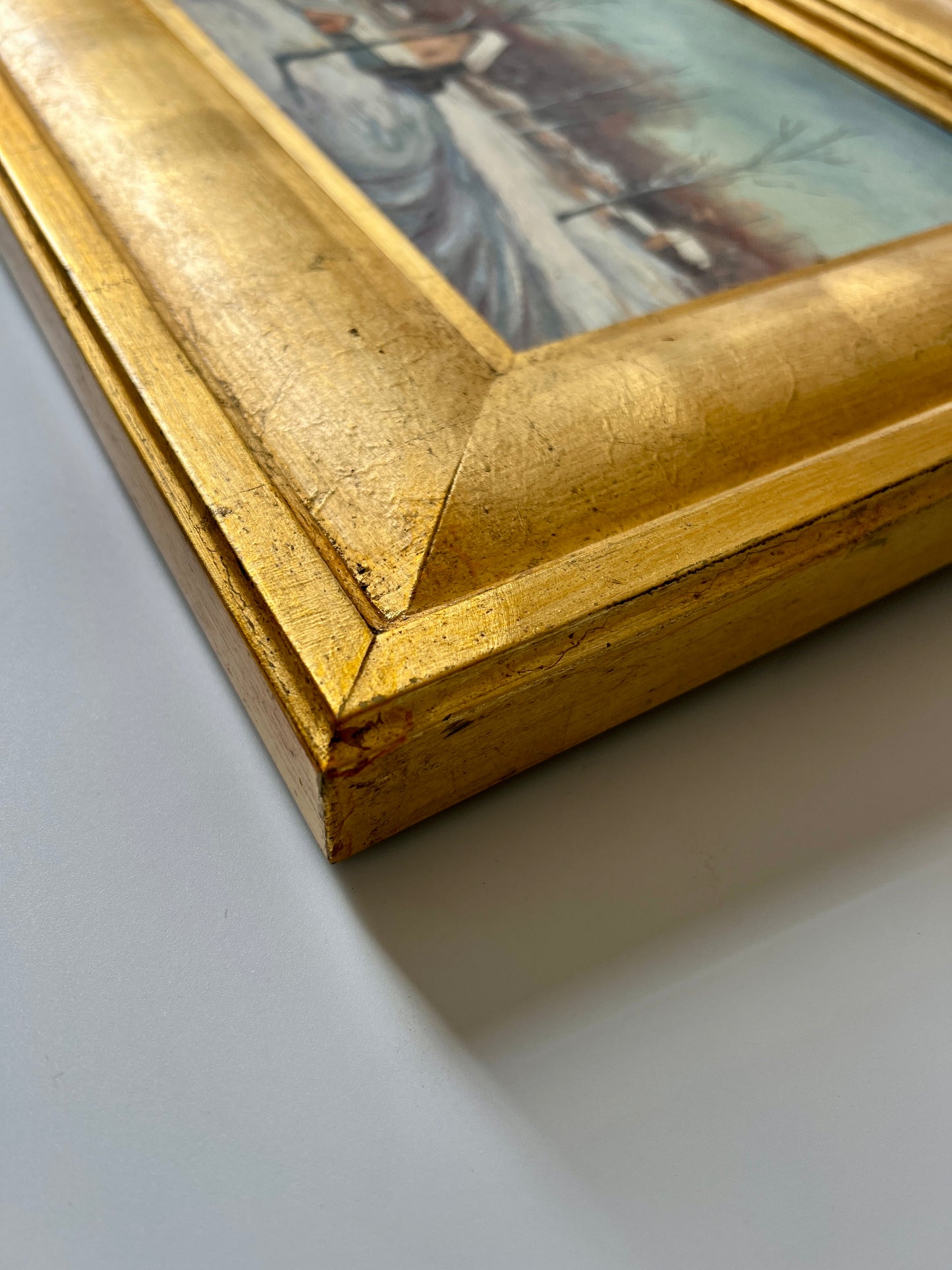 Paul A. Bloser American Winter Landscape Oil Painting in Gold Frame