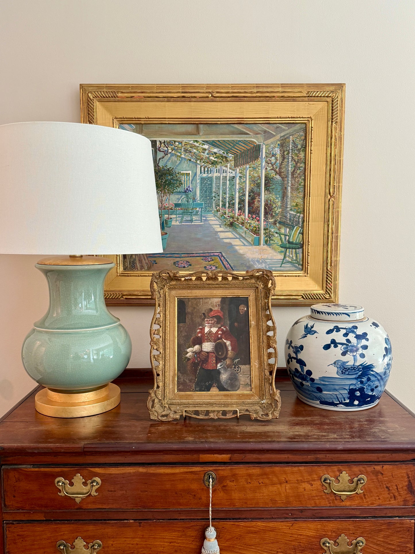19th Century Continental Portrait of a Jolly Old Man Oil Painting in Antique Gold Frame