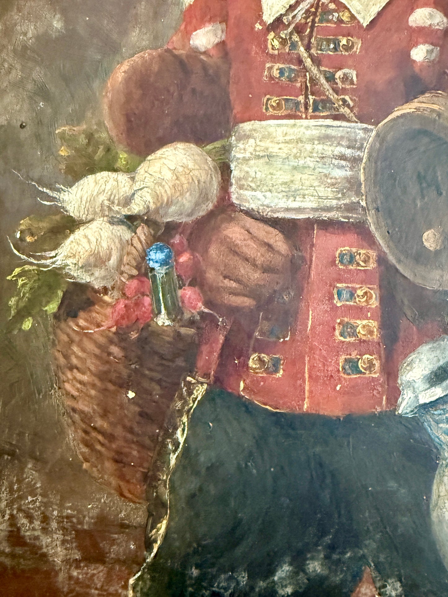 19th Century Continental Portrait of a Jolly Old Man Oil Painting in Antique Gold Frame