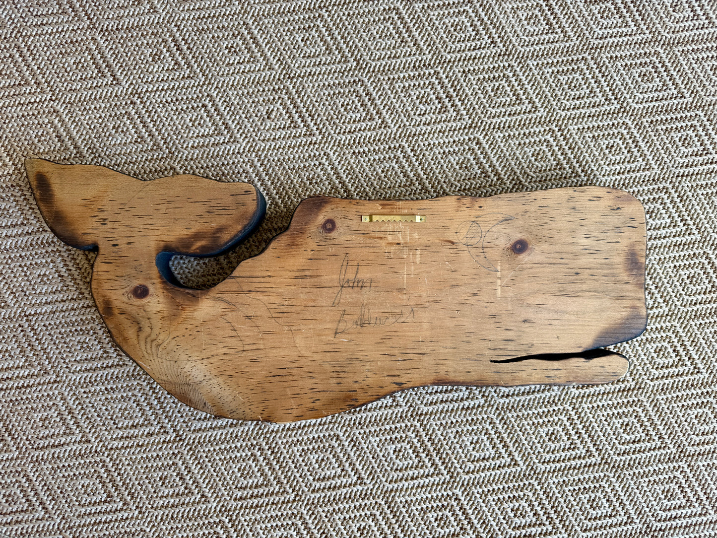 Vintage Hand Carved Wooden Sperm Whale American Folk Art Sculpture