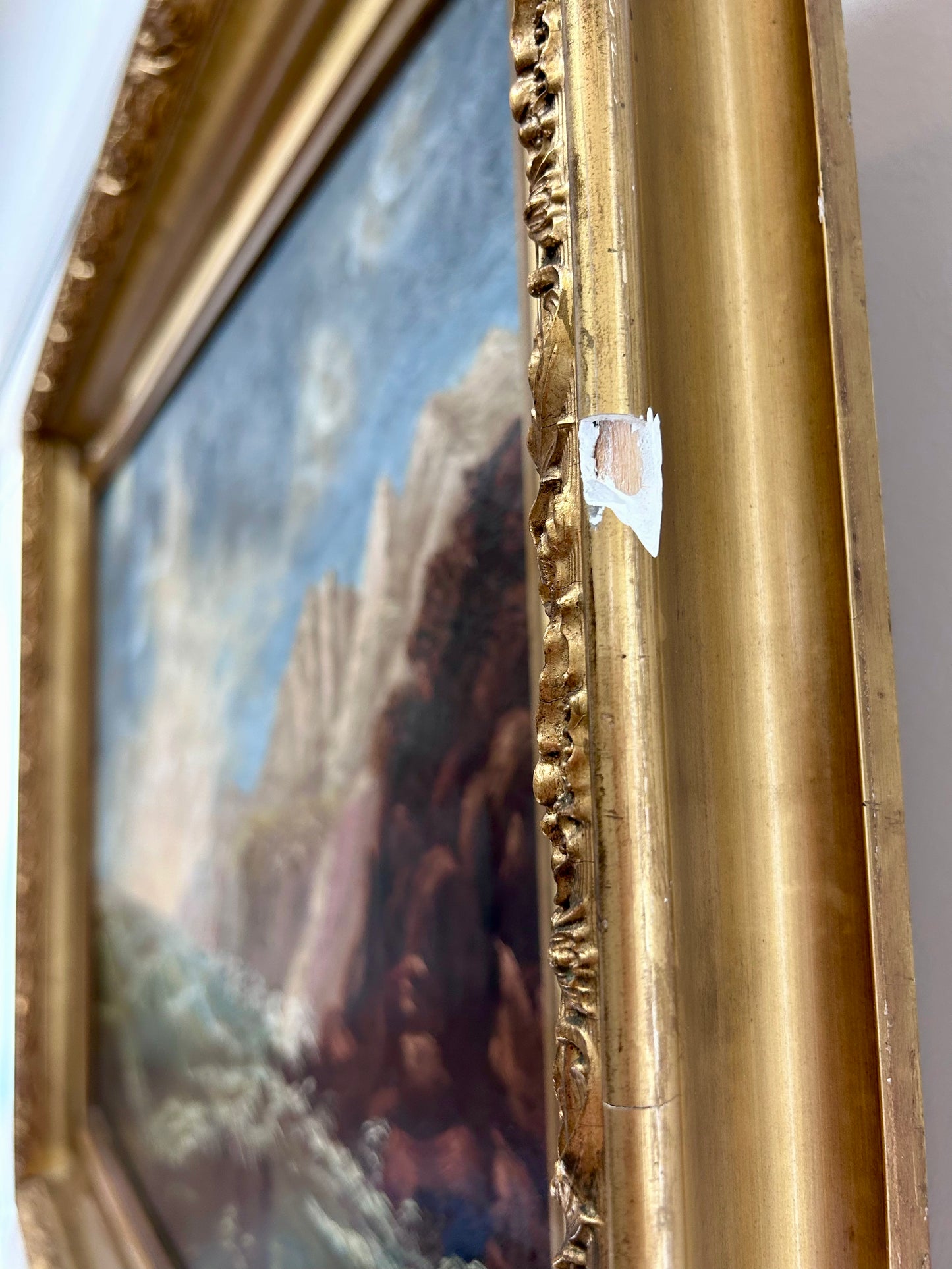 19th Century American Seascape Oil Painting in Ornate Antique Gold Frame