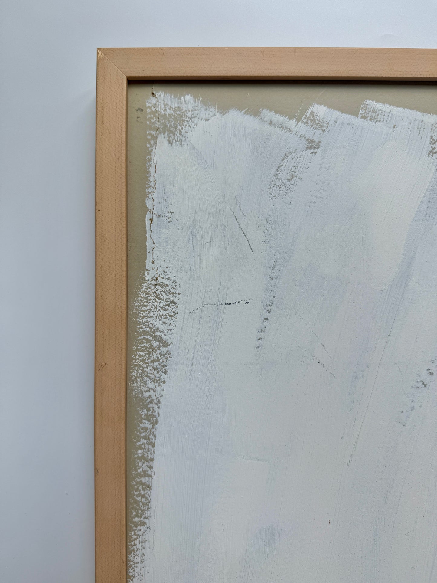 Vintage Young Girl in Blue Modernist Portrait Oil Painting in Natural Wood Frame