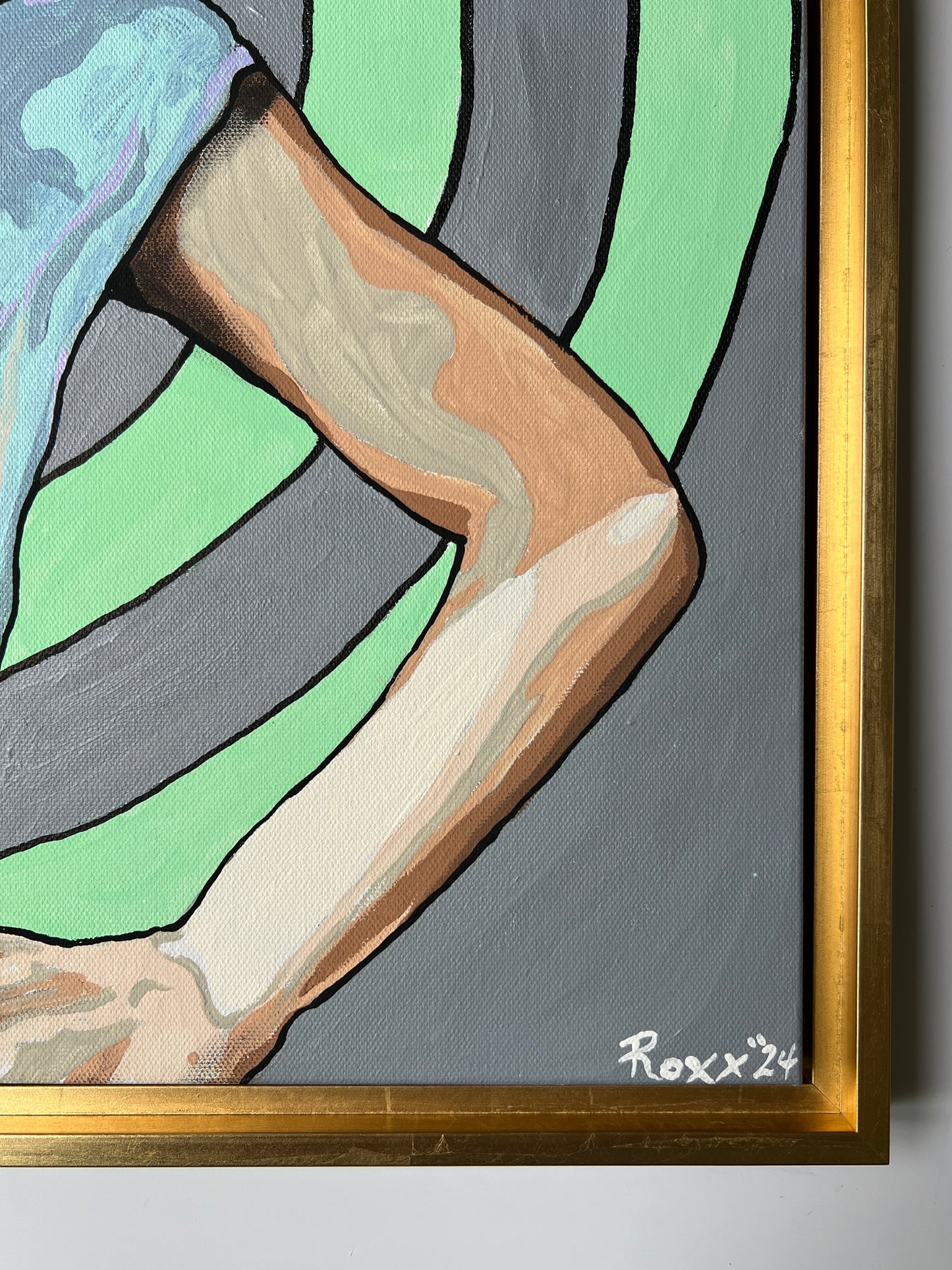 Mars Needs Women Pop Art Portrait Painting of Spacewoman in Gold Floater Frame