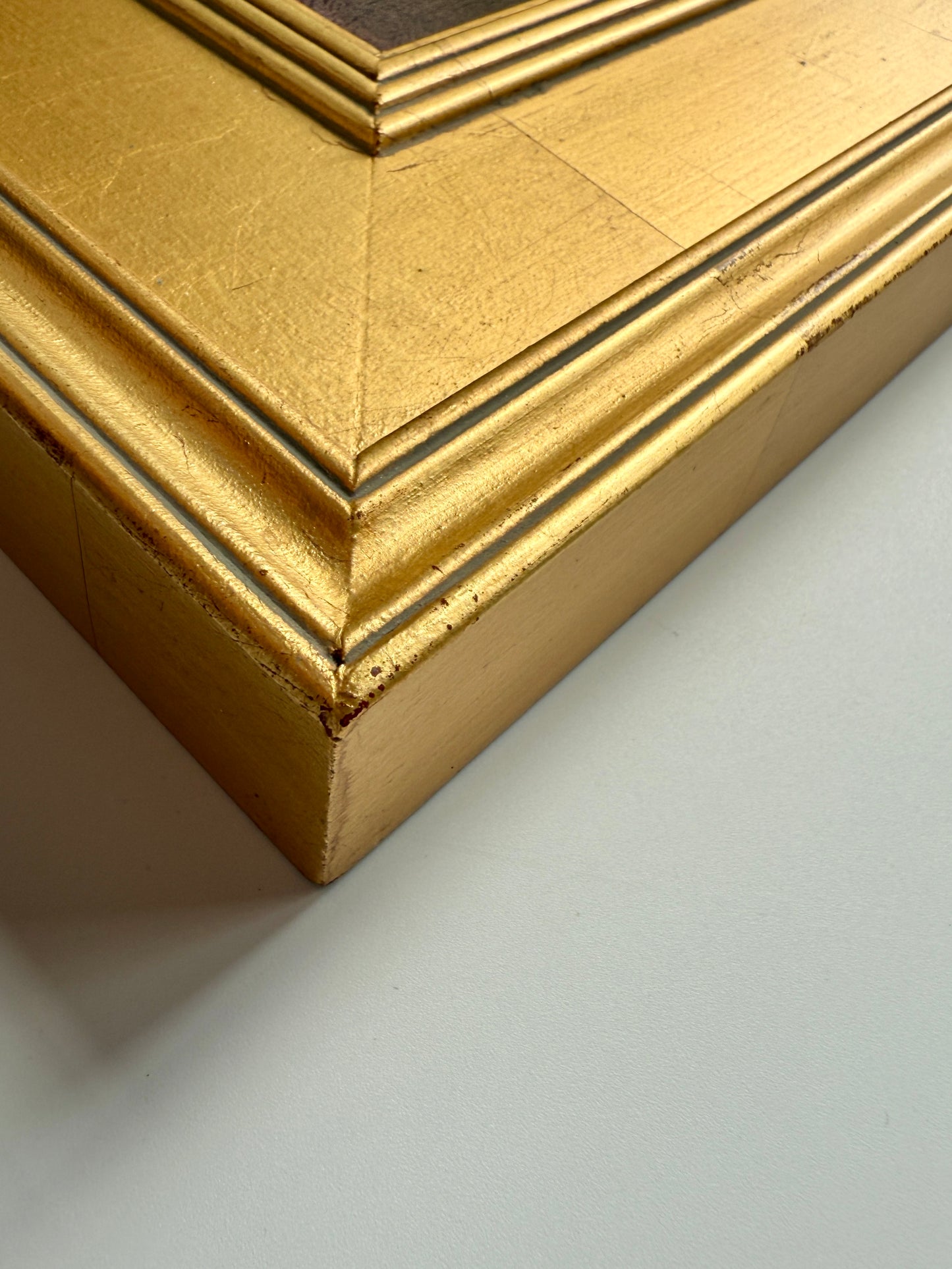 Blue and White Pitcher with Lemons Still Life Oil Painting in Gold Frame