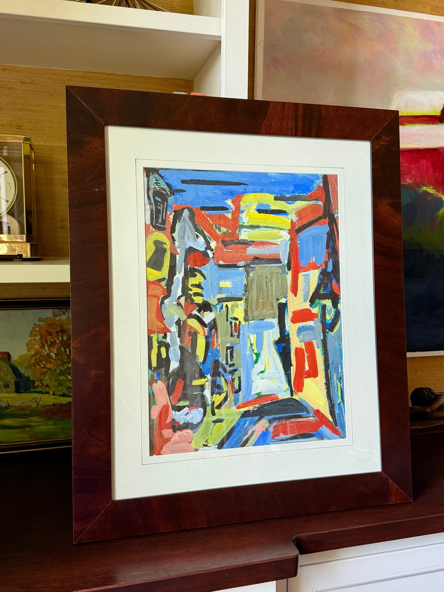 Richard Derby Tucker Abstract Dutch Door Oil Painting in Wood Frame