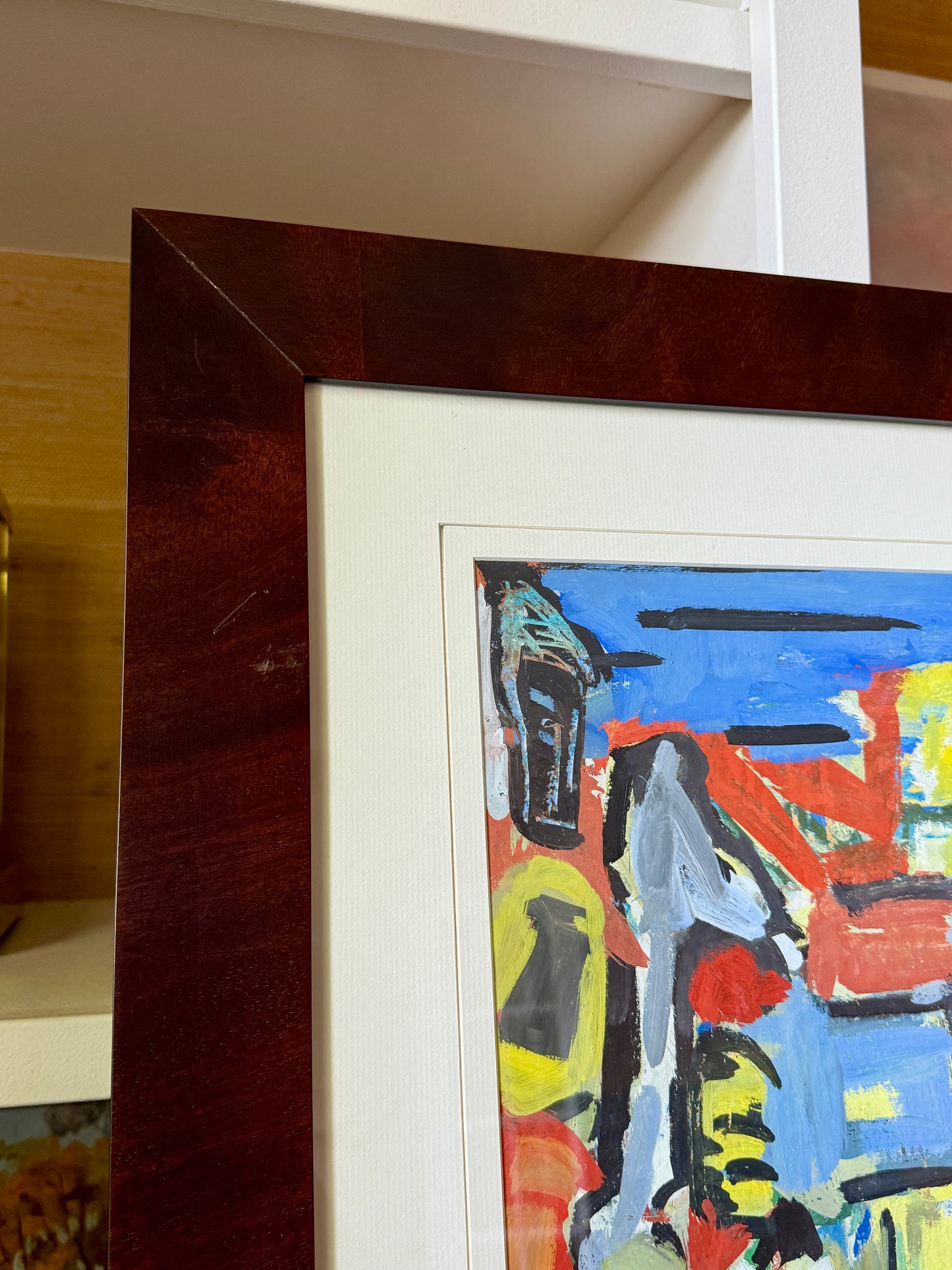 Richard Derby Tucker Abstract Dutch Door Oil Painting in Wood Frame
