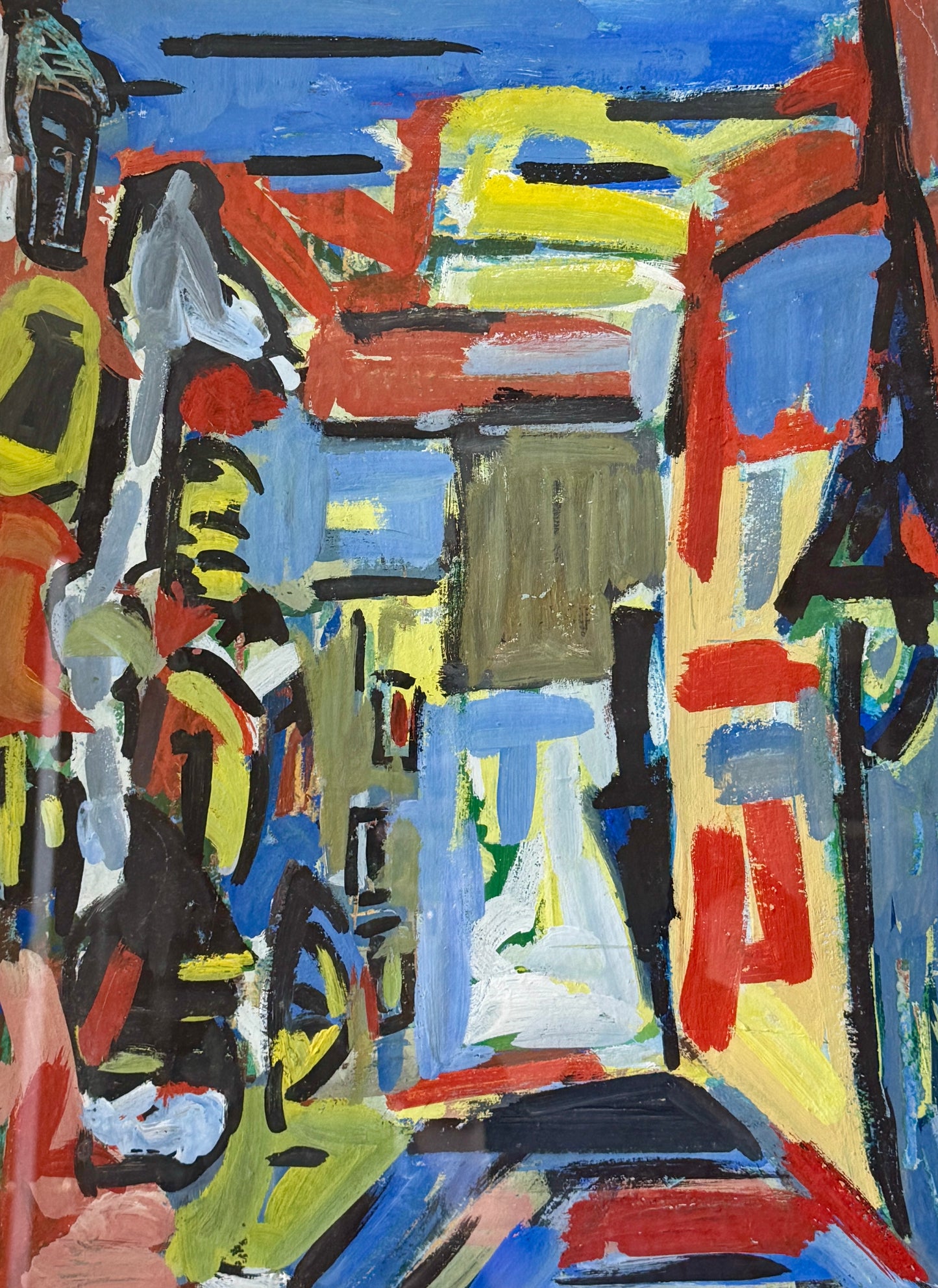 Richard Derby Tucker Abstract Dutch Door Oil Painting in Wood Frame