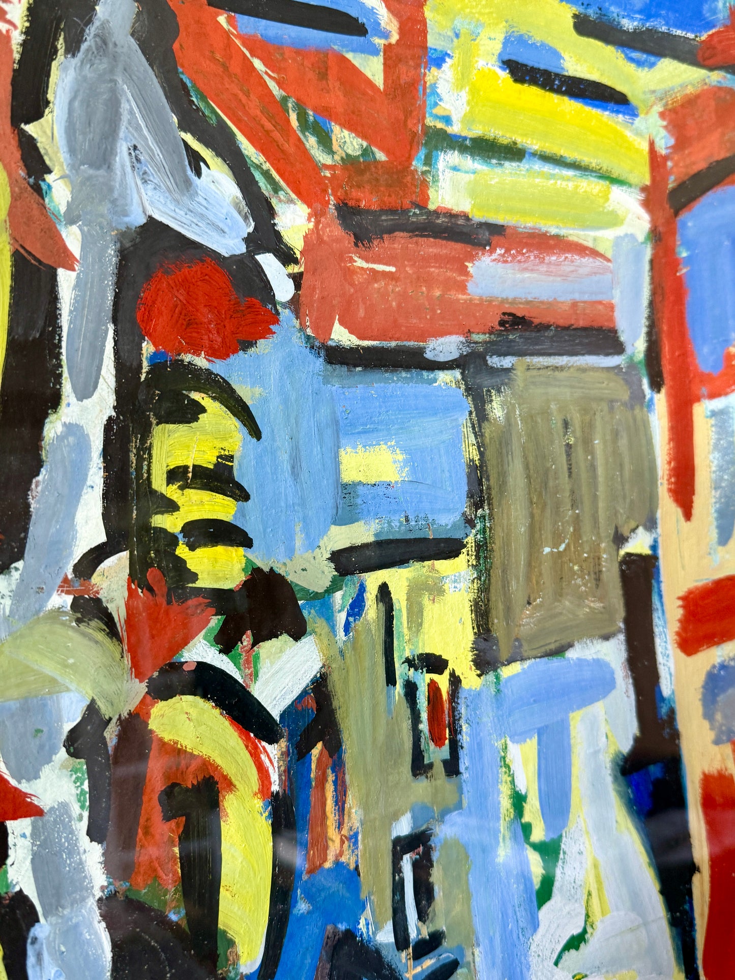 Richard Derby Tucker Abstract Dutch Door Oil Painting in Wood Frame