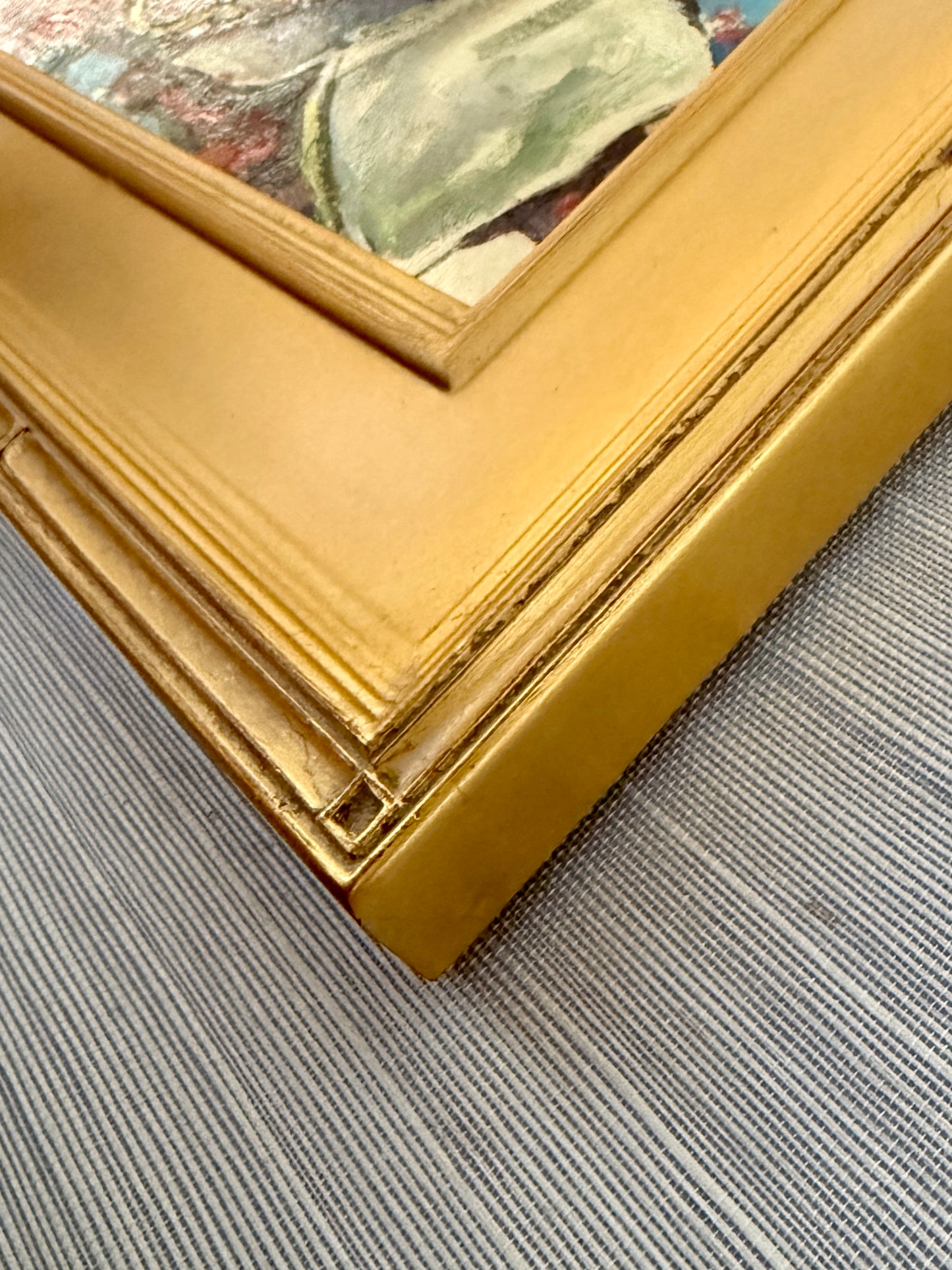 Victoria Donohue Antique Pitcher Blue White Still Life Oil Painting in Gold Frame