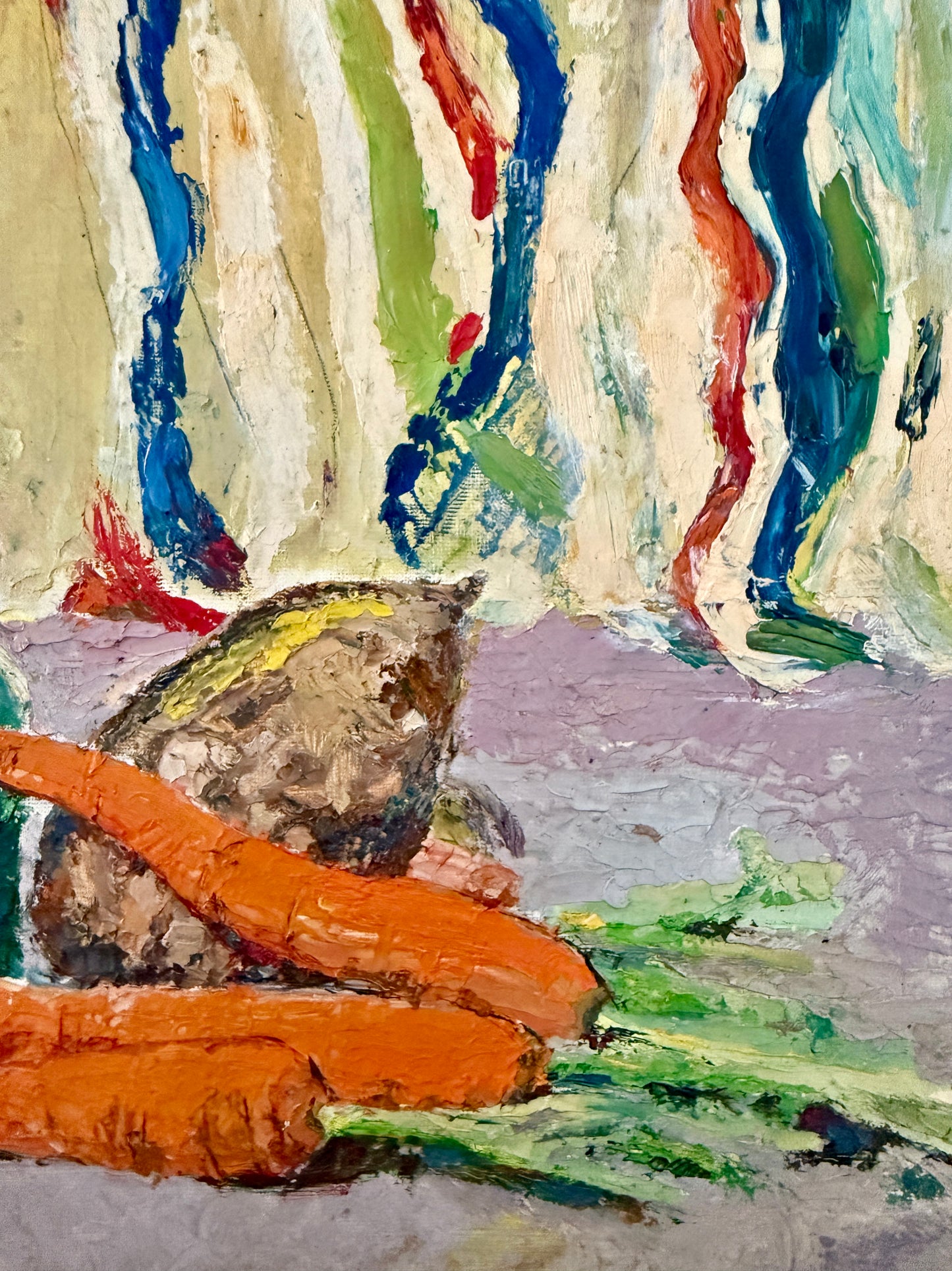 Victoria Donohue Chianti and Carrots Still Life Oil Painting in Gold Frame