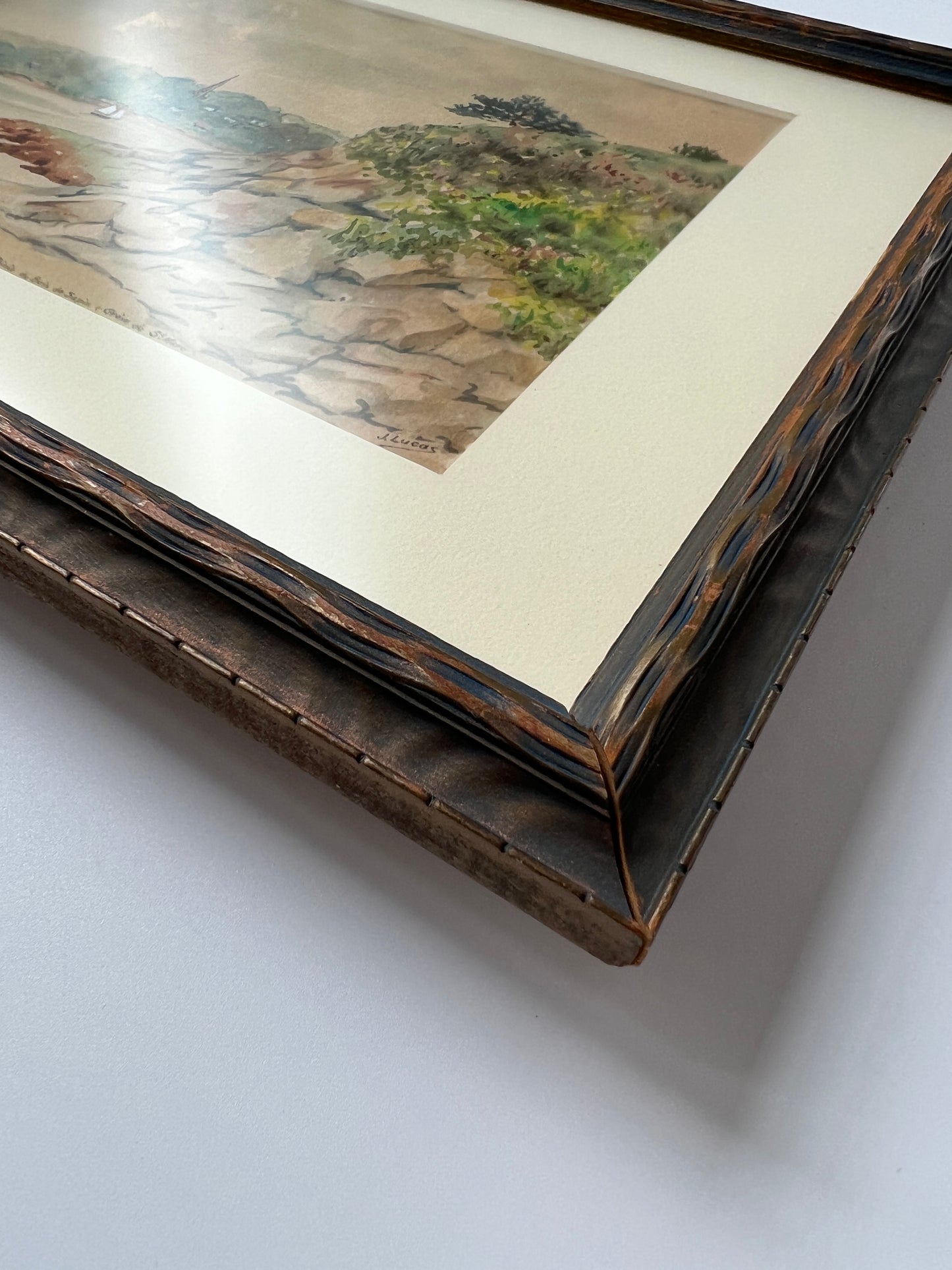 19th Century Coastal Landscape Watercolor Painting by Jean Lucas (French, b. 1823)