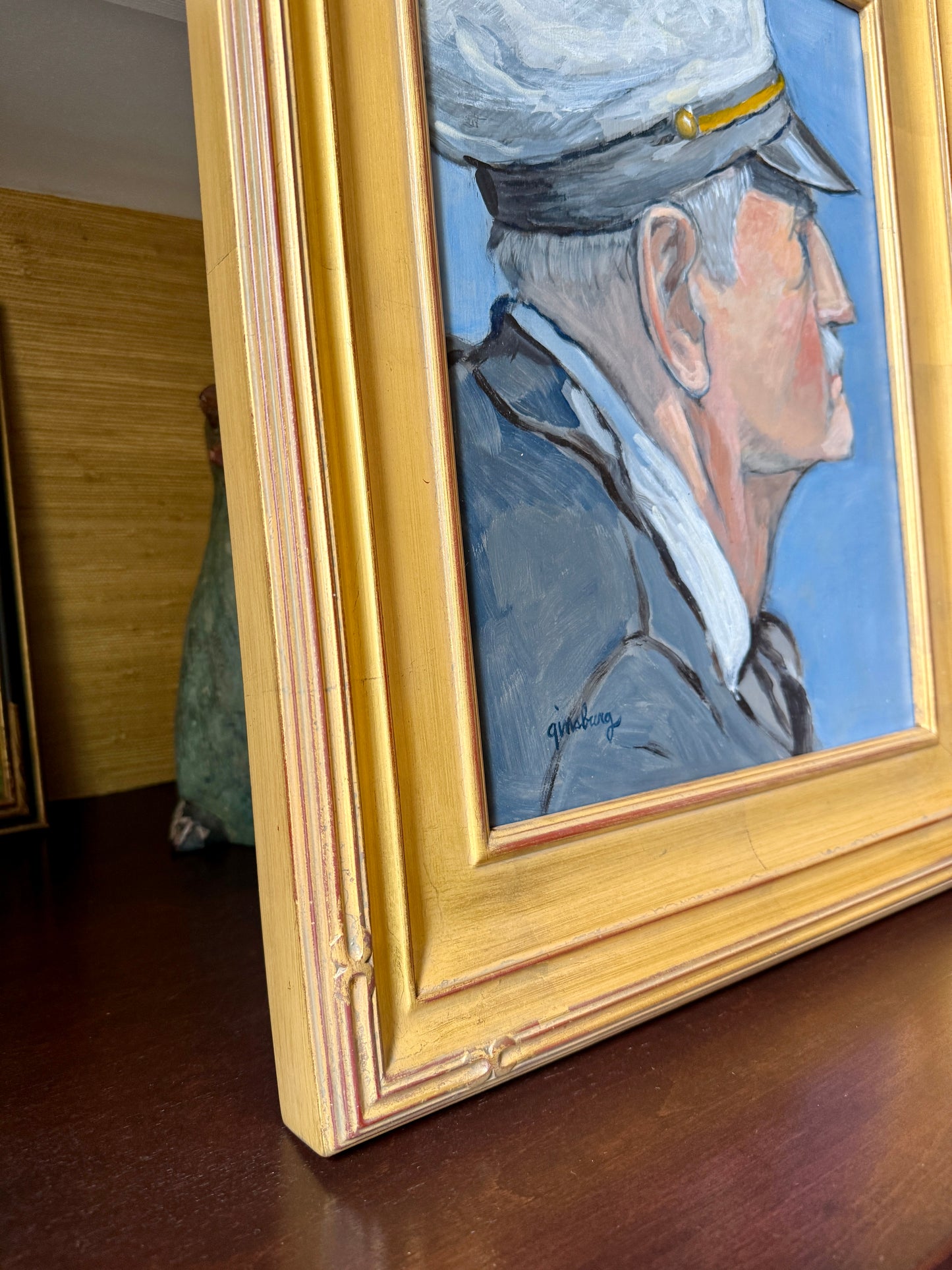 Lorraine Ginsburg Portrait of Horace Sea Captain Painting in Gold Frame