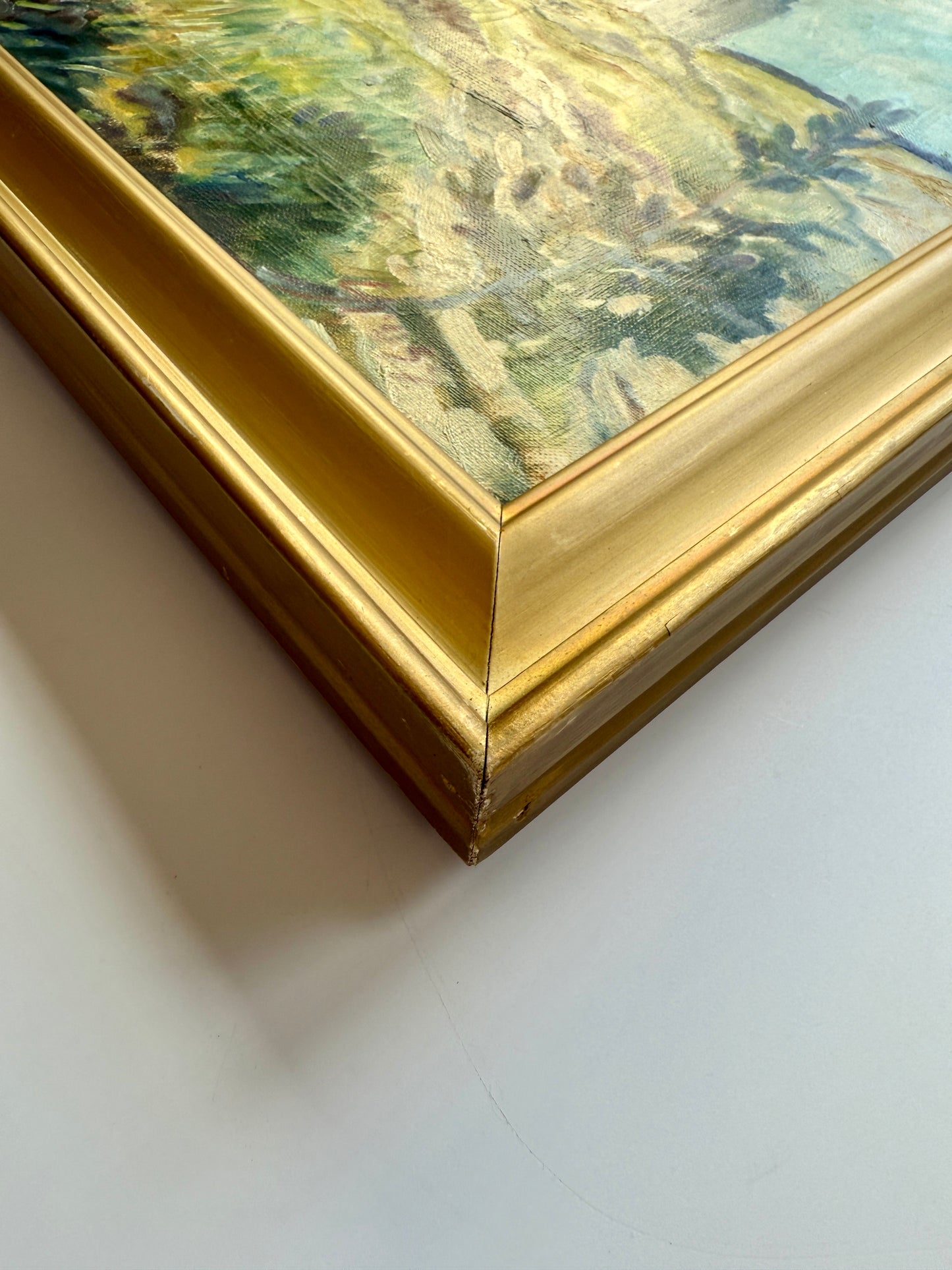 Einar Gross Sand Covered Church Skagen, Denmark Landscape Oil Painting in Gold Frame