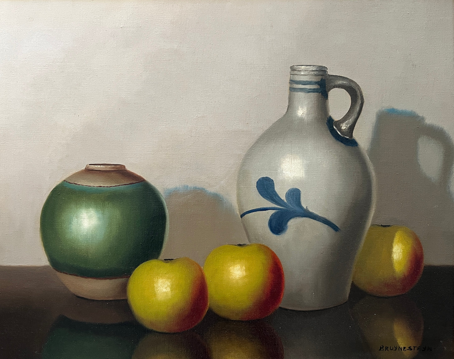 Nicolaas Bruynesteyn (1893 - 1950) Apples Still Life Oil Painting in Custom Frame