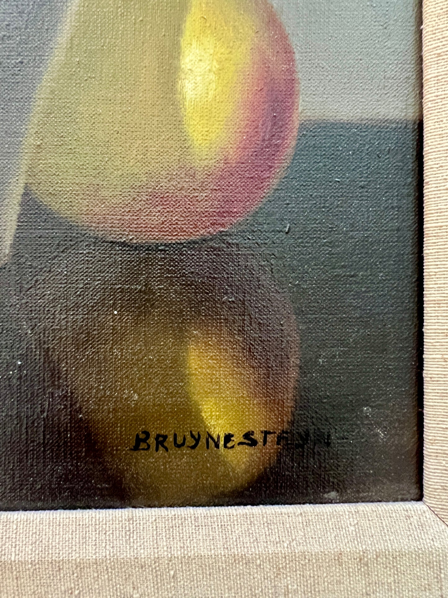 Nicolaas Bruynesteyn (1893 - 1950) Apples Still Life Oil Painting in Custom Frame